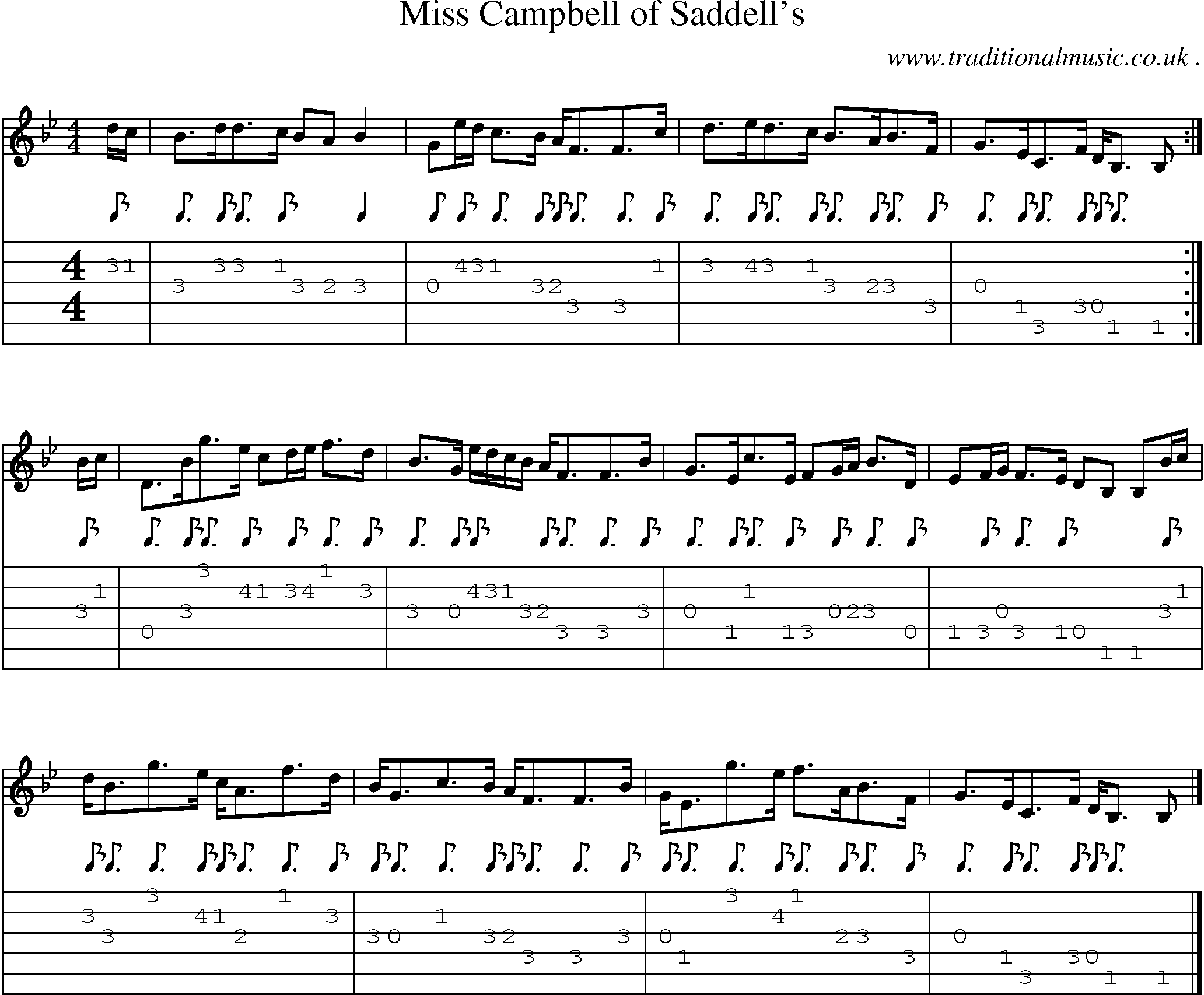 Sheet-music  score, Chords and Guitar Tabs for Miss Campbell Of Saddells