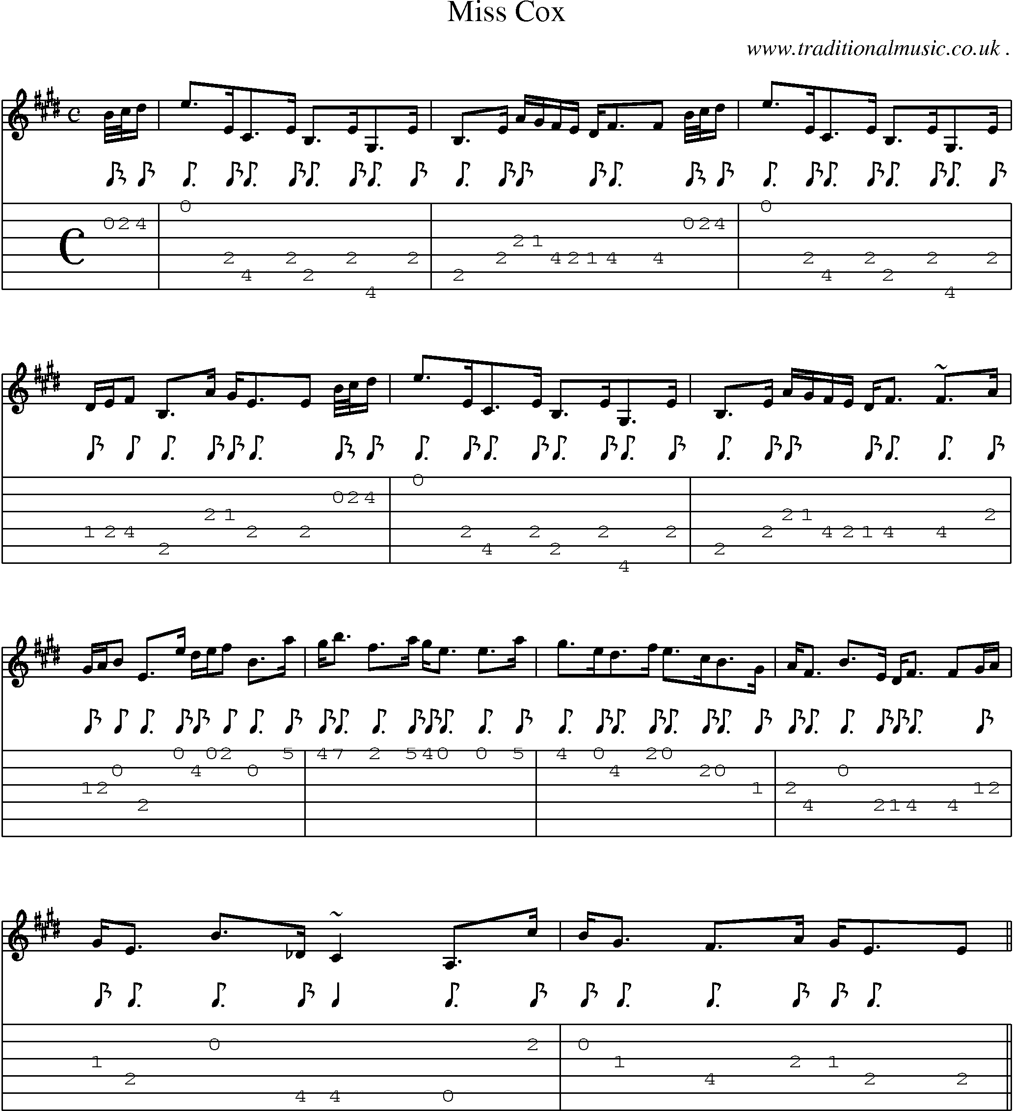 Sheet-music  score, Chords and Guitar Tabs for Miss Cox