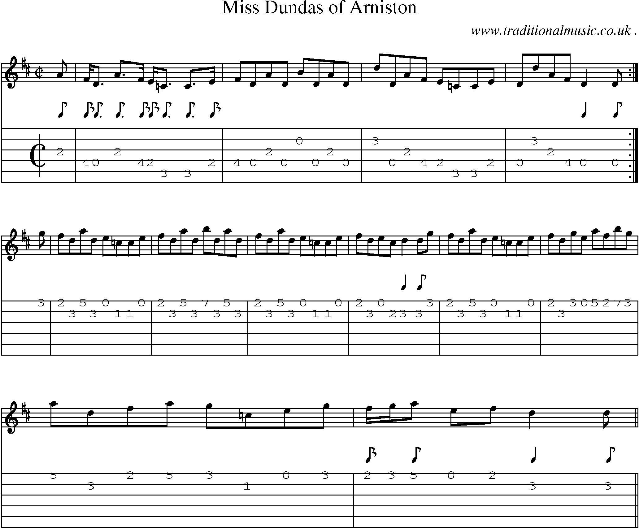 Sheet-music  score, Chords and Guitar Tabs for Miss Dundas Of Arniston