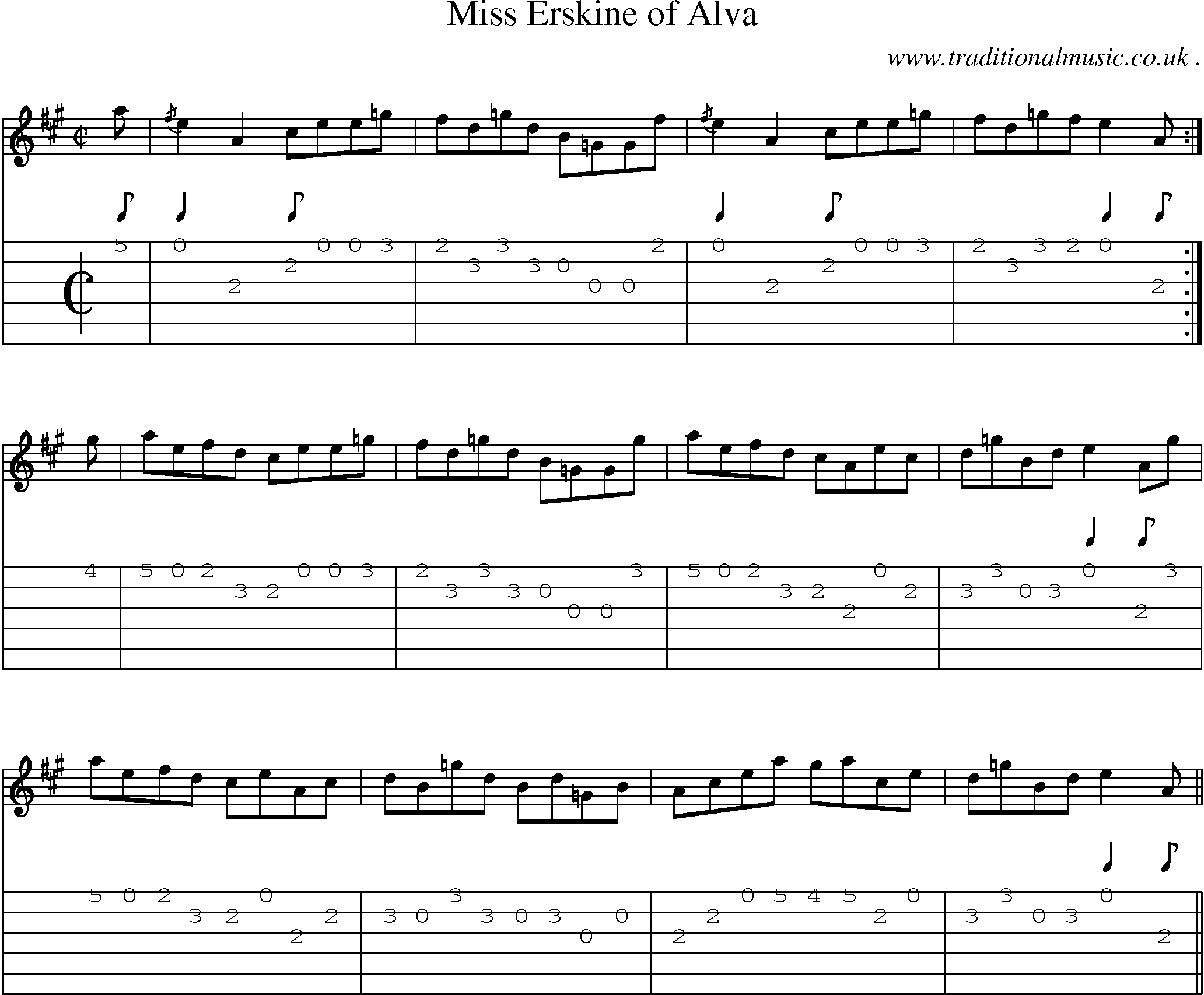 Sheet-music  score, Chords and Guitar Tabs for Miss Erskine Of Alva