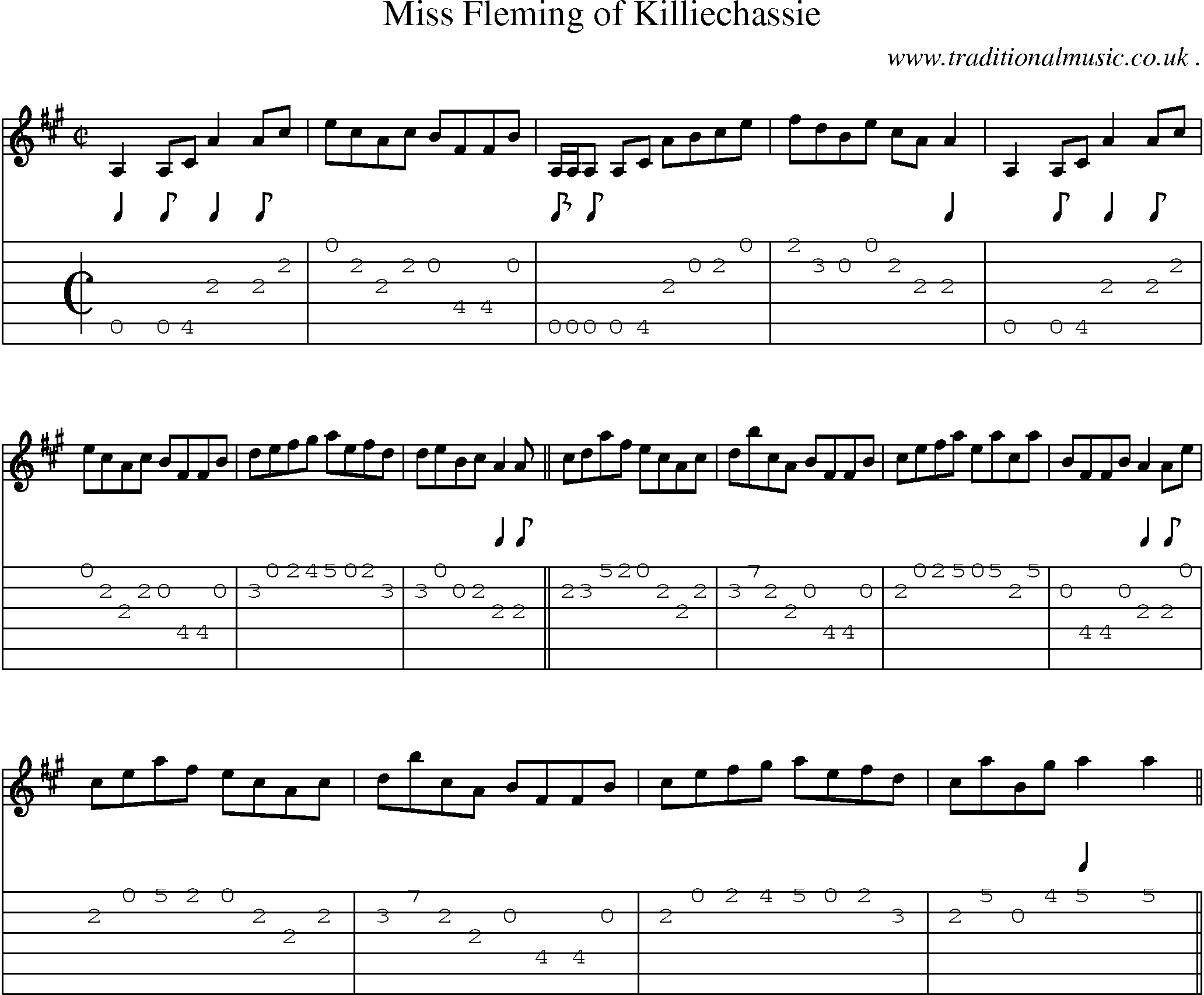 Sheet-music  score, Chords and Guitar Tabs for Miss Fleming Of Killiechassie