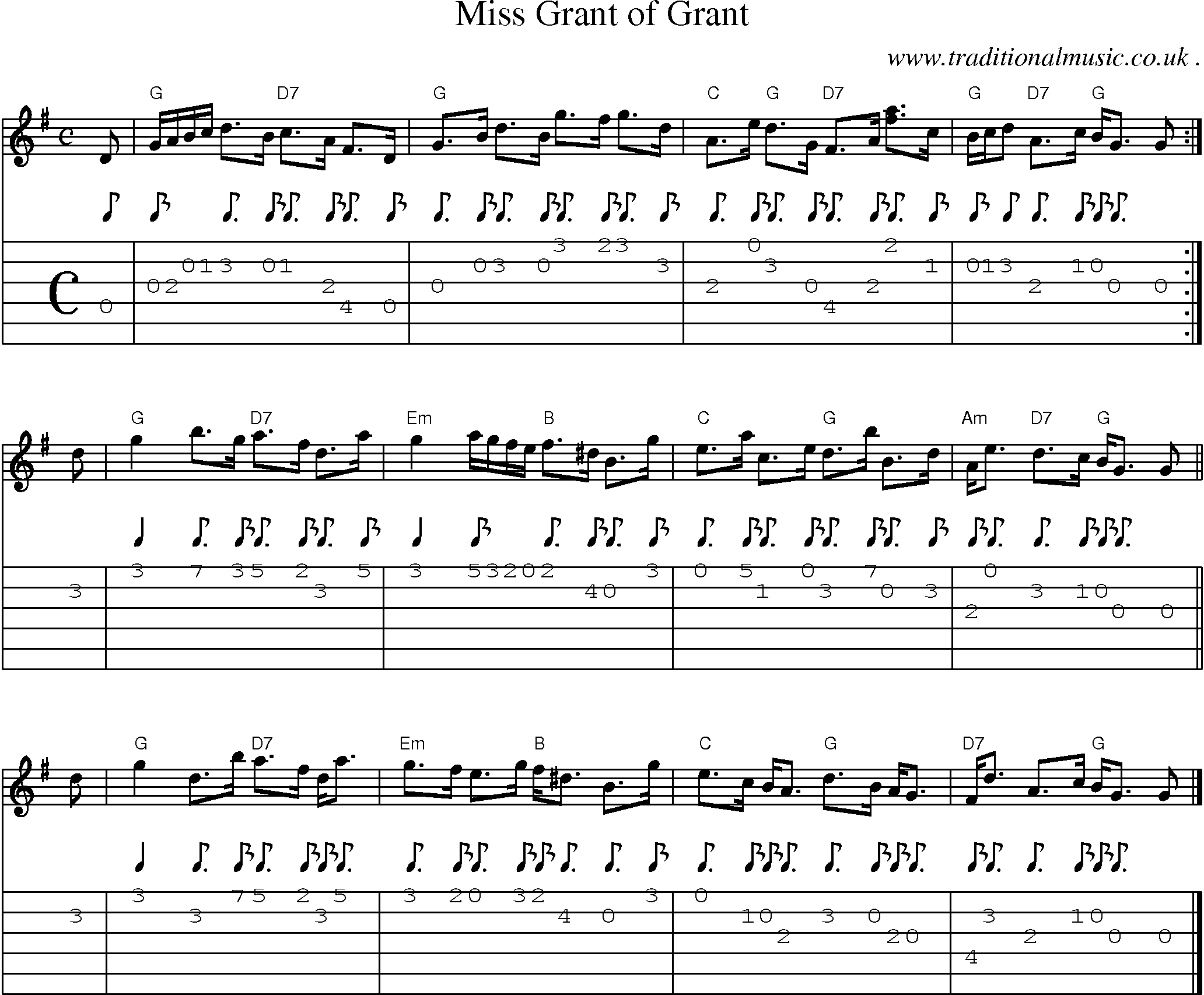 Sheet-music  score, Chords and Guitar Tabs for Miss Grant Of Grant