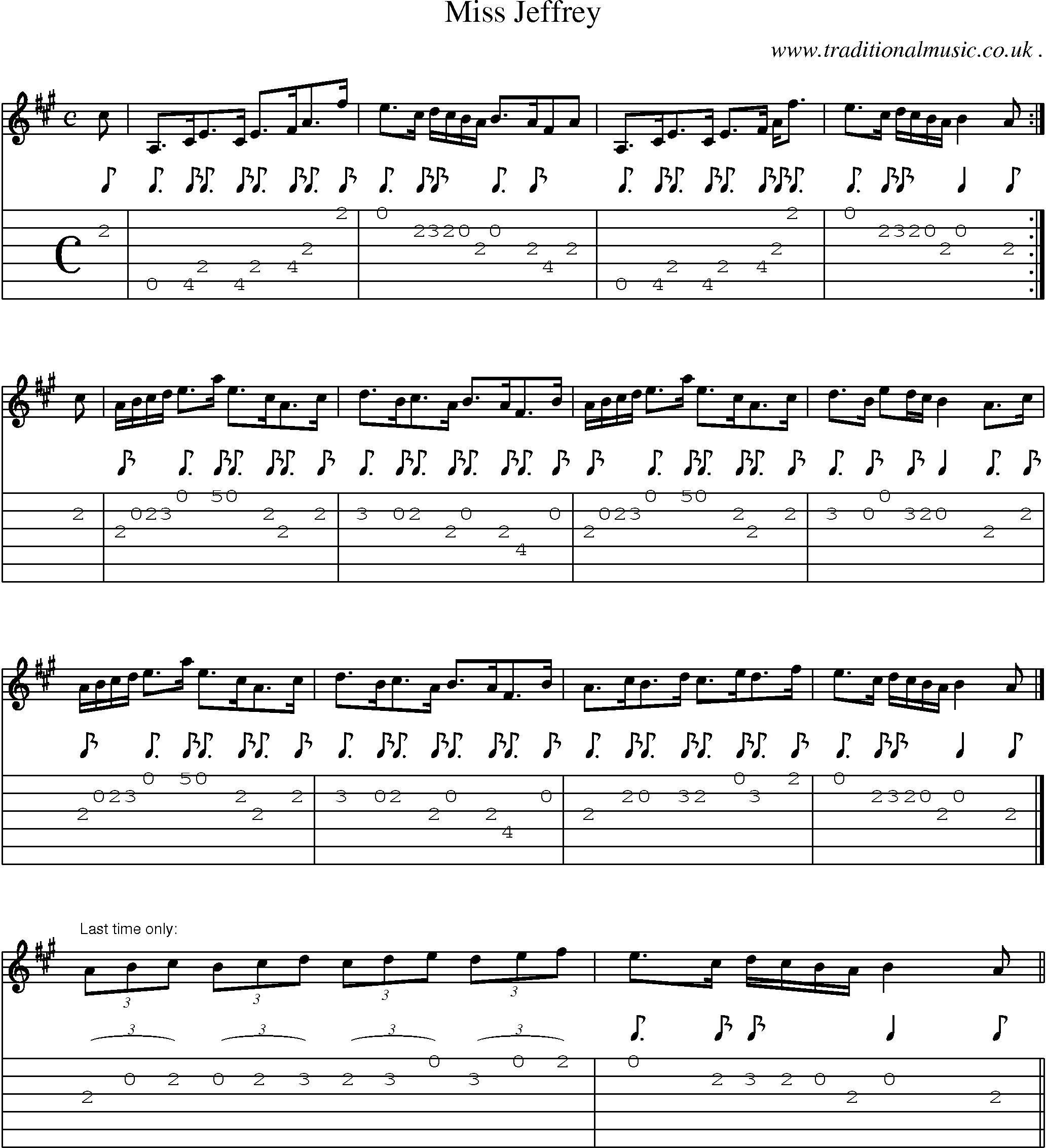 Sheet-music  score, Chords and Guitar Tabs for Miss Jeffrey