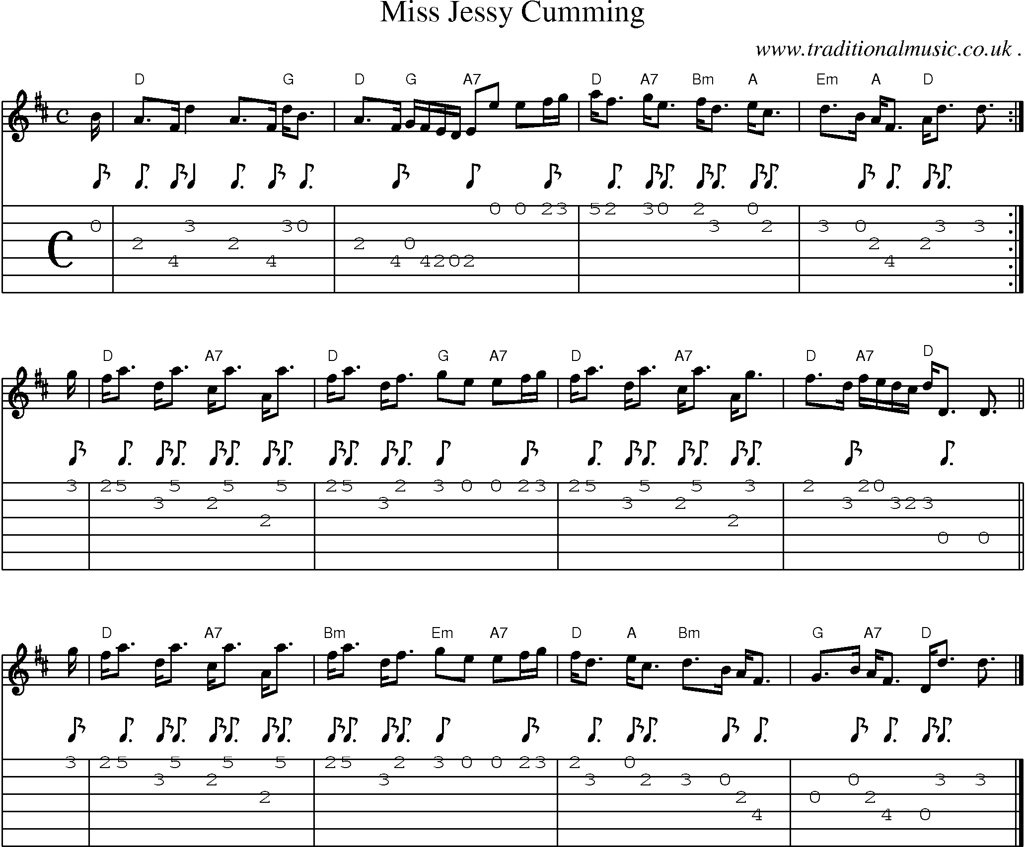 Sheet-music  score, Chords and Guitar Tabs for Miss Jessy Cumming