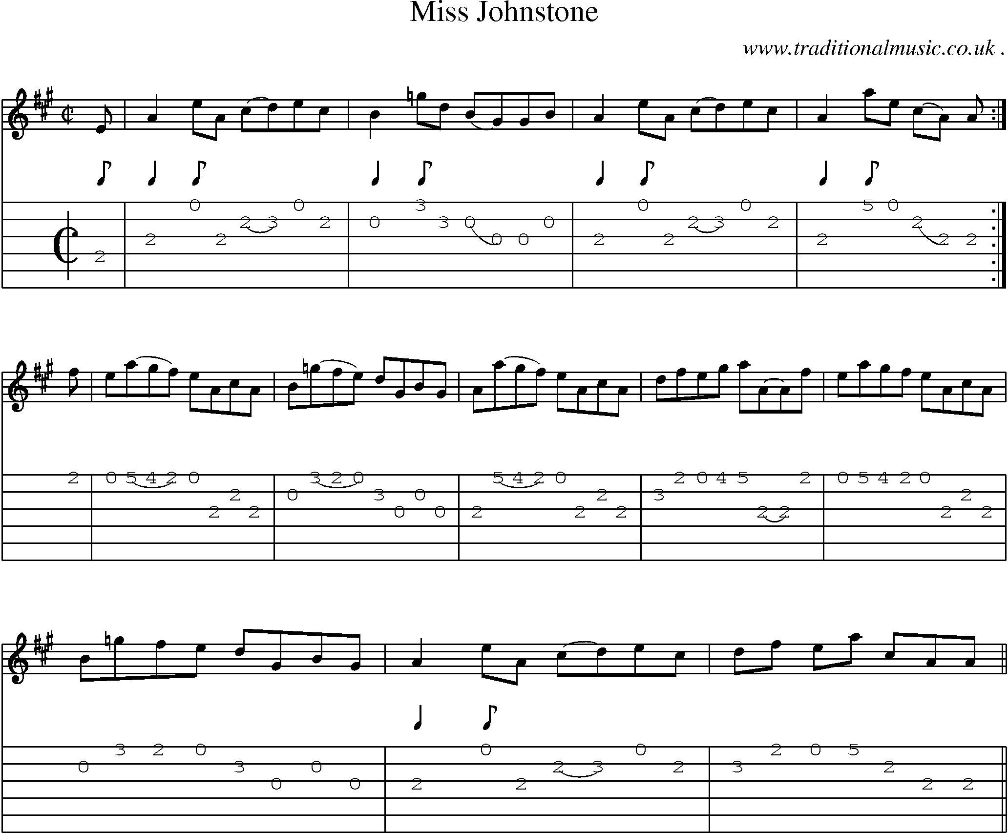 Sheet-music  score, Chords and Guitar Tabs for Miss Johnstone