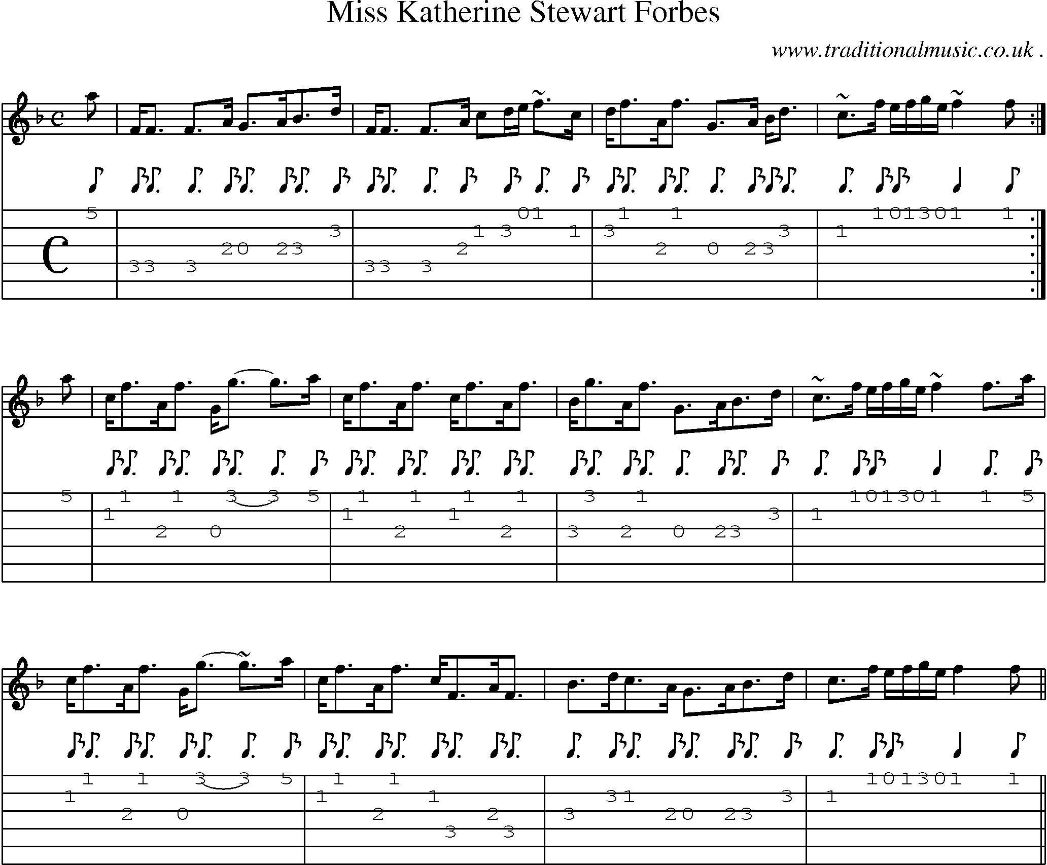 Sheet-music  score, Chords and Guitar Tabs for Miss Katherine Stewart Forbes