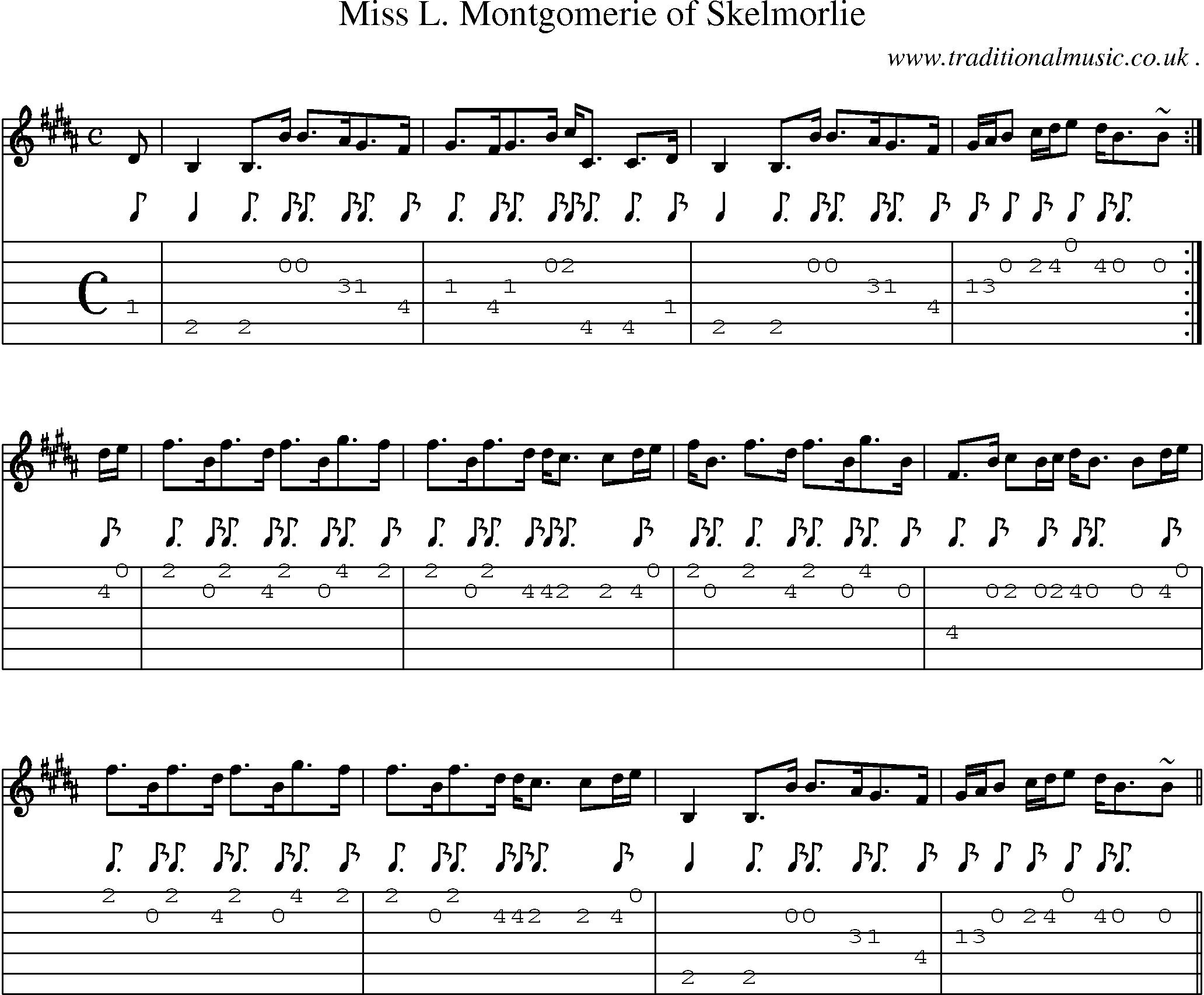 Sheet-music  score, Chords and Guitar Tabs for Miss L Montgomerie Of Skelmorlie