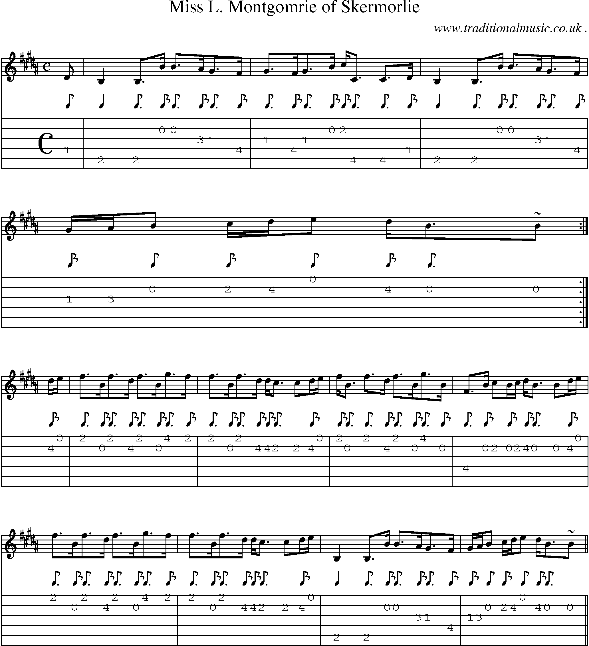 Sheet-music  score, Chords and Guitar Tabs for Miss L Montgomrie Of Skermorlie