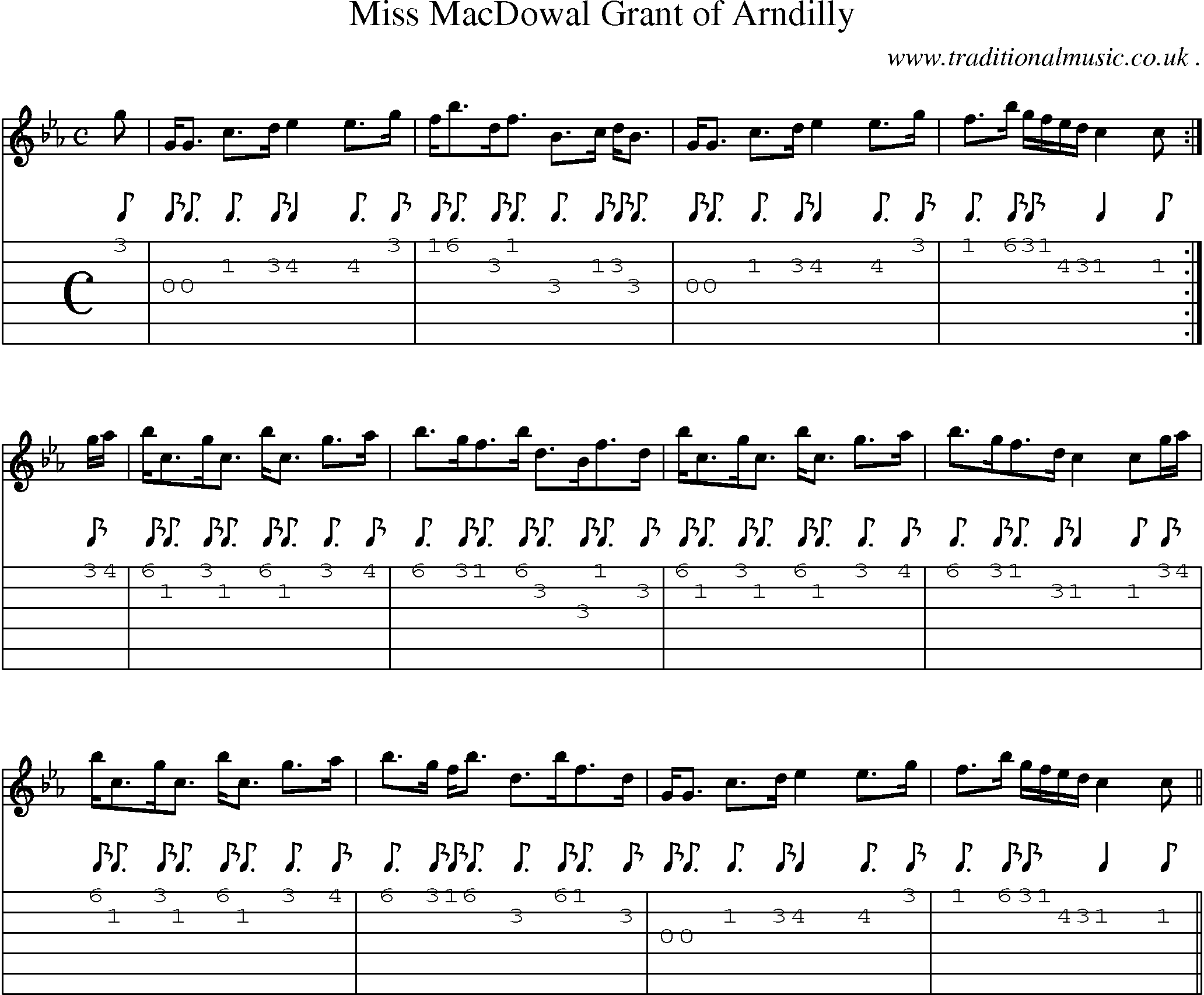 Sheet-music  score, Chords and Guitar Tabs for Miss Macdowal Grant Of Arndilly