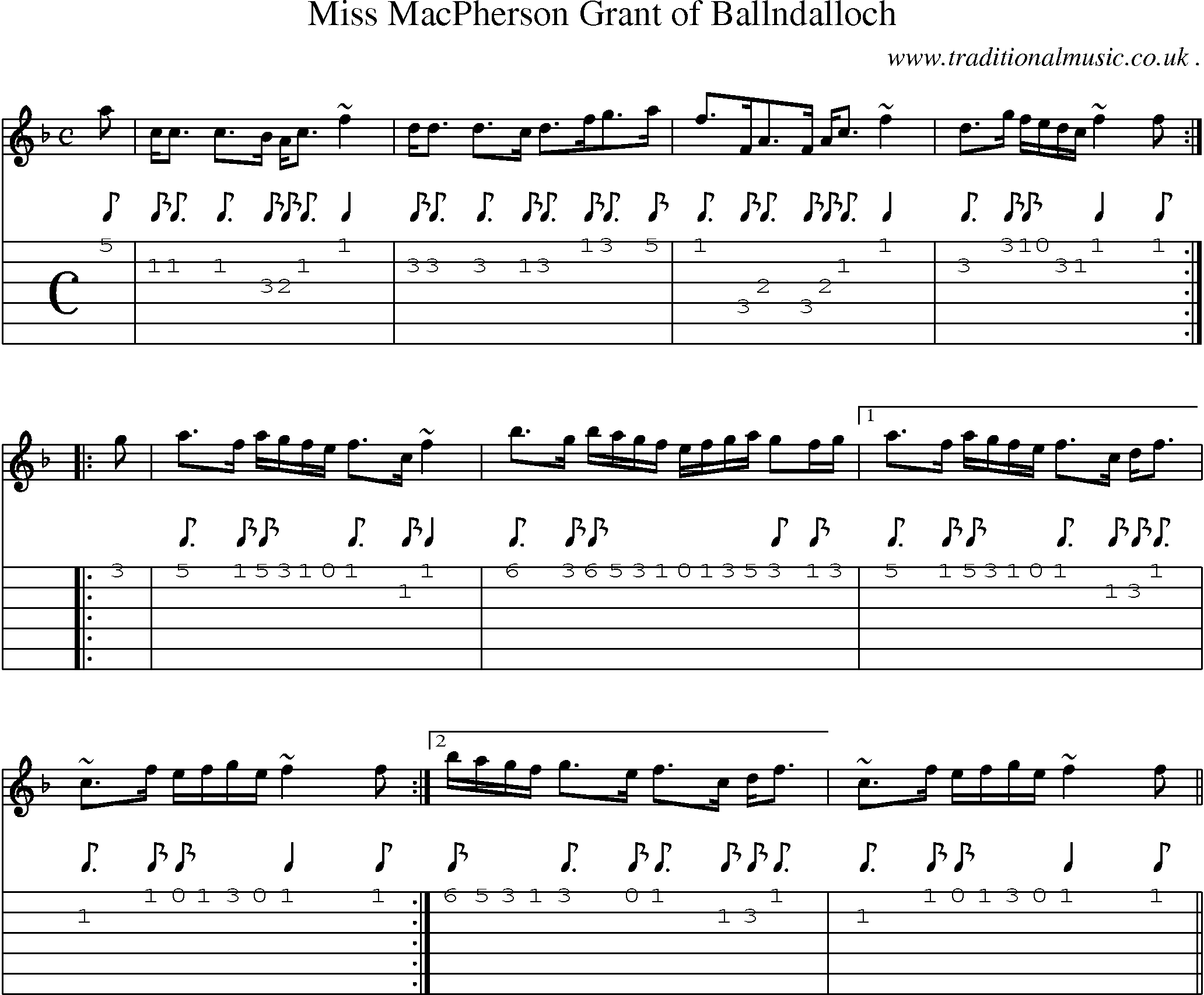 Sheet-music  score, Chords and Guitar Tabs for Miss Macpherson Grant Of Ballndalloch