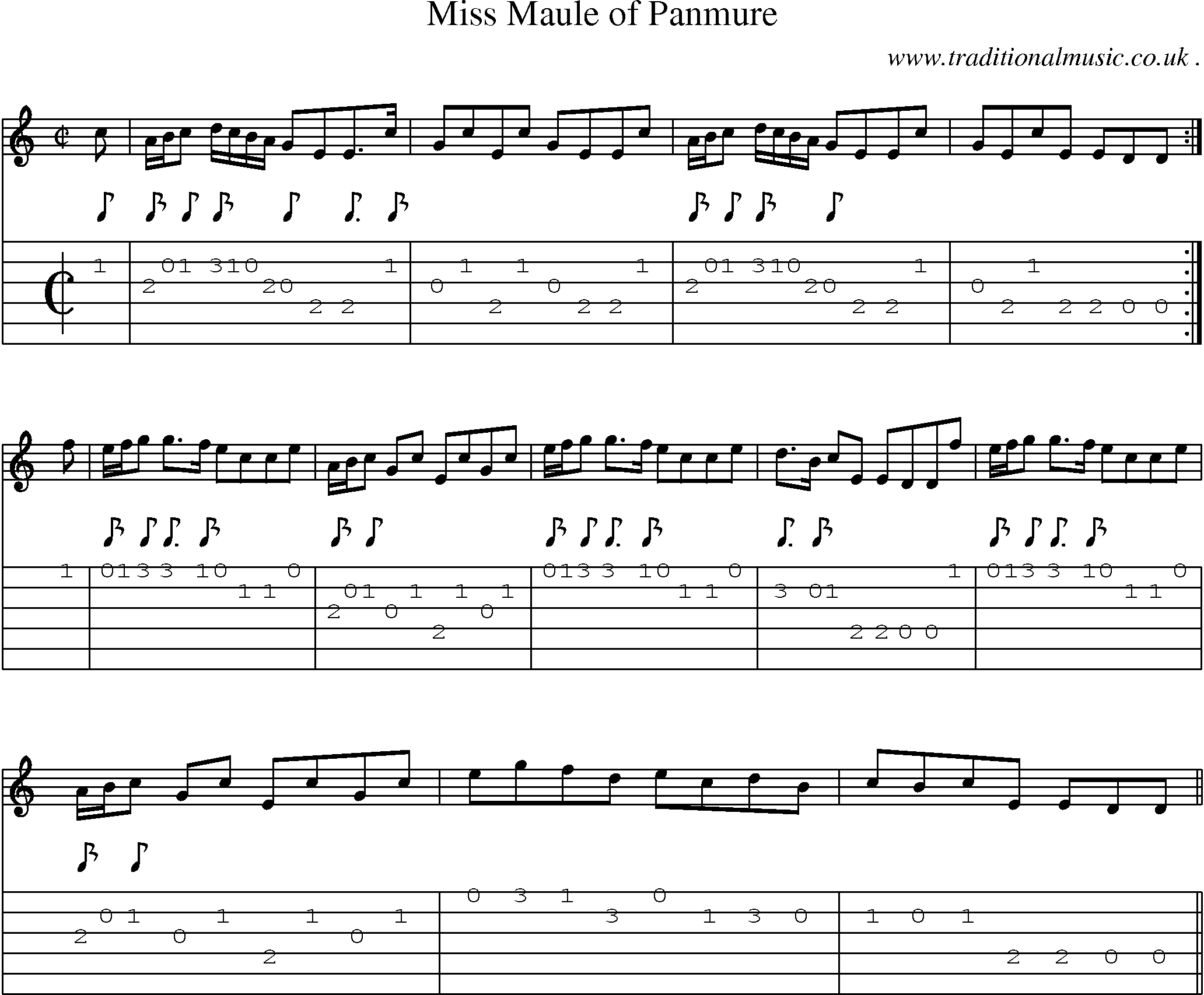 Sheet-music  score, Chords and Guitar Tabs for Miss Maule Of Panmure