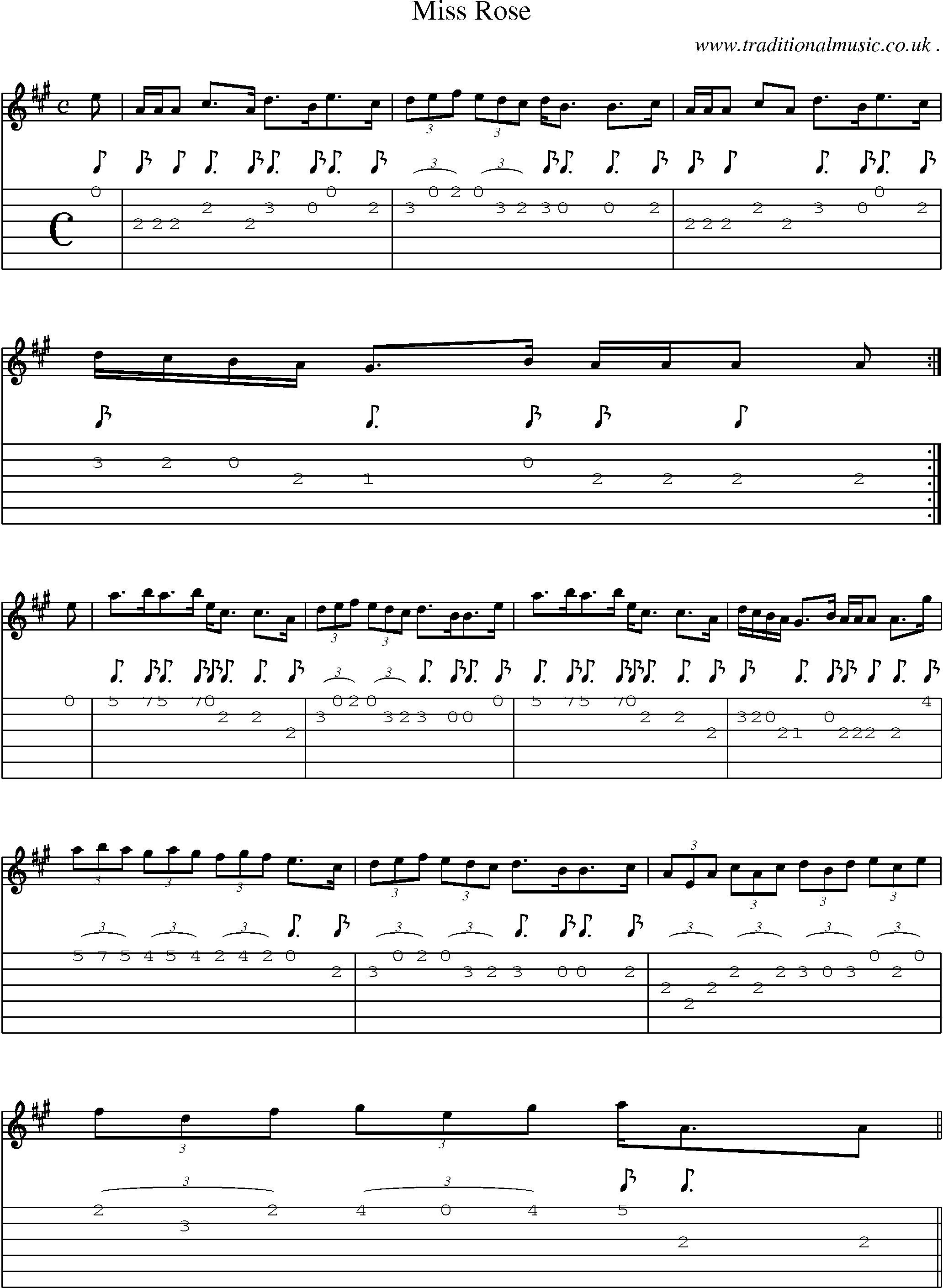 Sheet-music  score, Chords and Guitar Tabs for Miss Rose