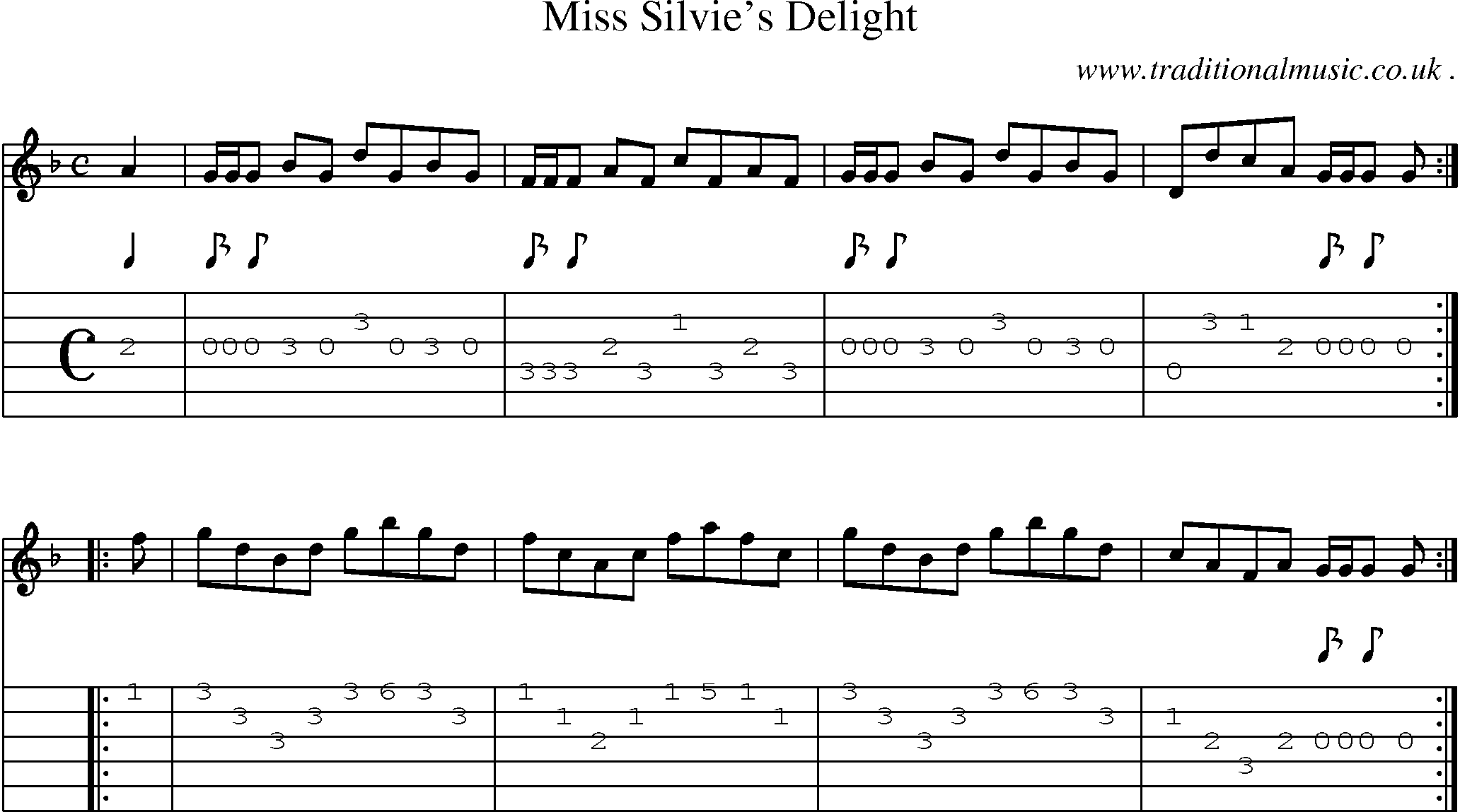 Sheet-music  score, Chords and Guitar Tabs for Miss Silvies Delight