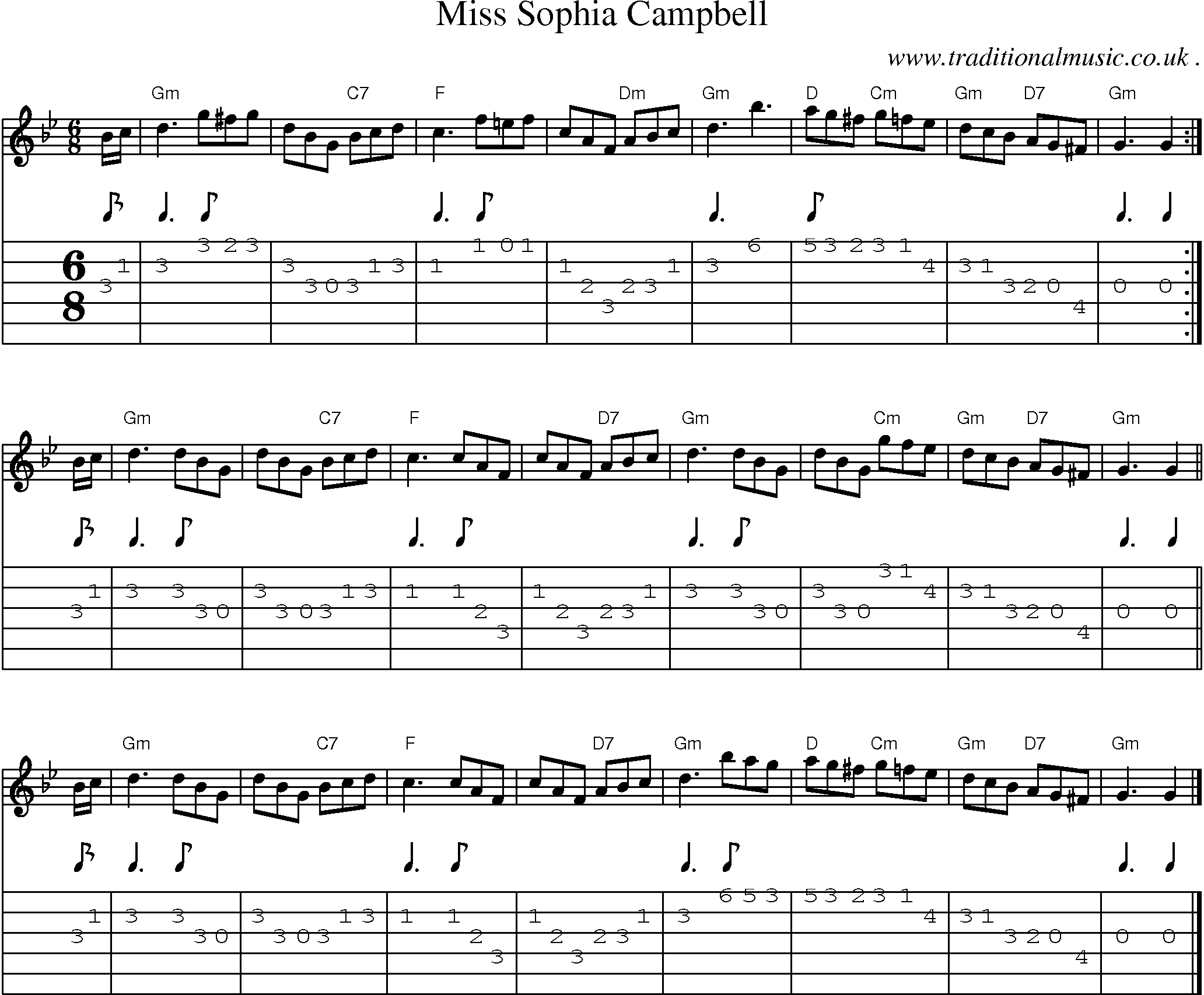 Sheet-music  score, Chords and Guitar Tabs for Miss Sophia Campbell