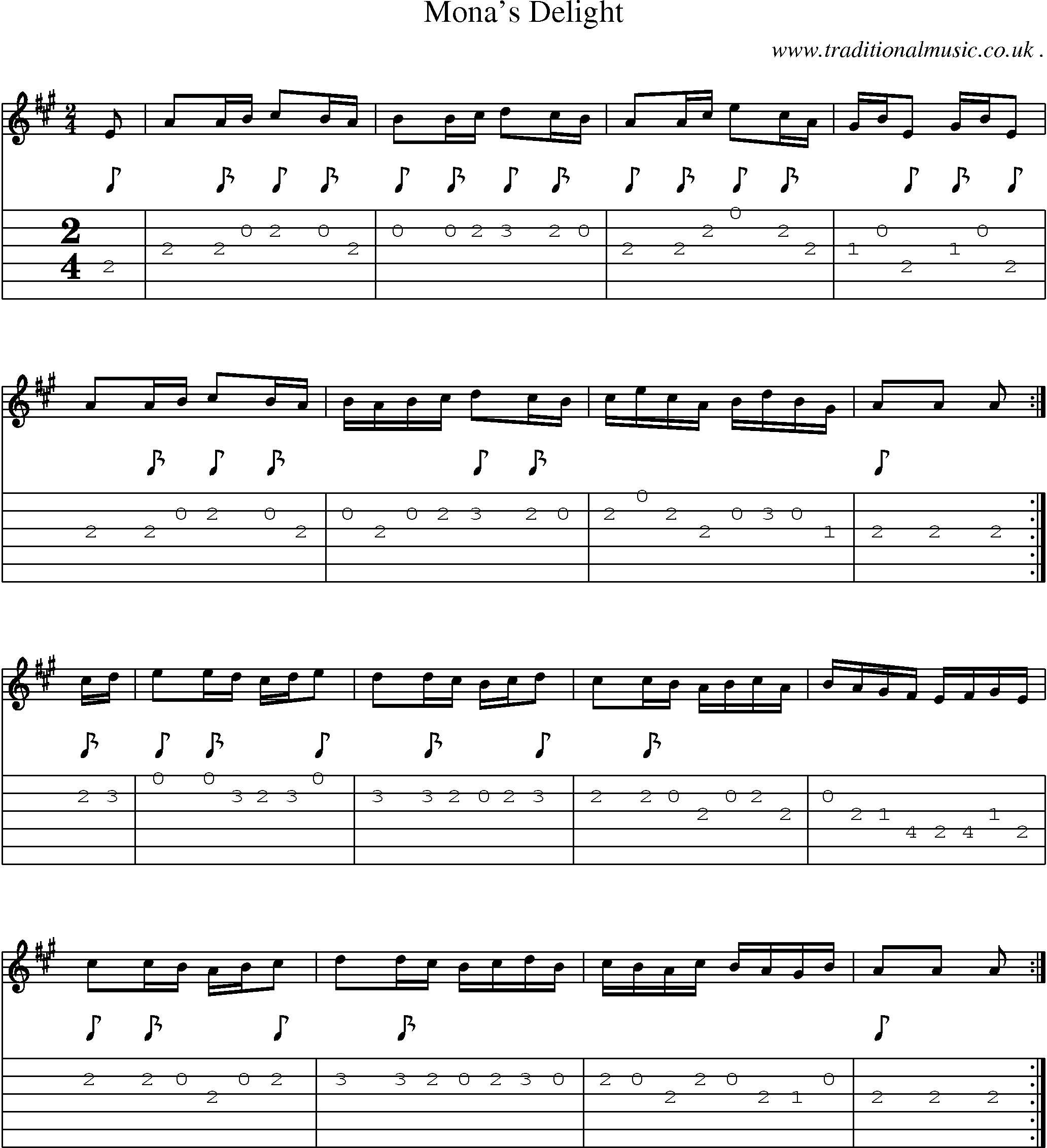 Sheet-music  score, Chords and Guitar Tabs for Monas Delight