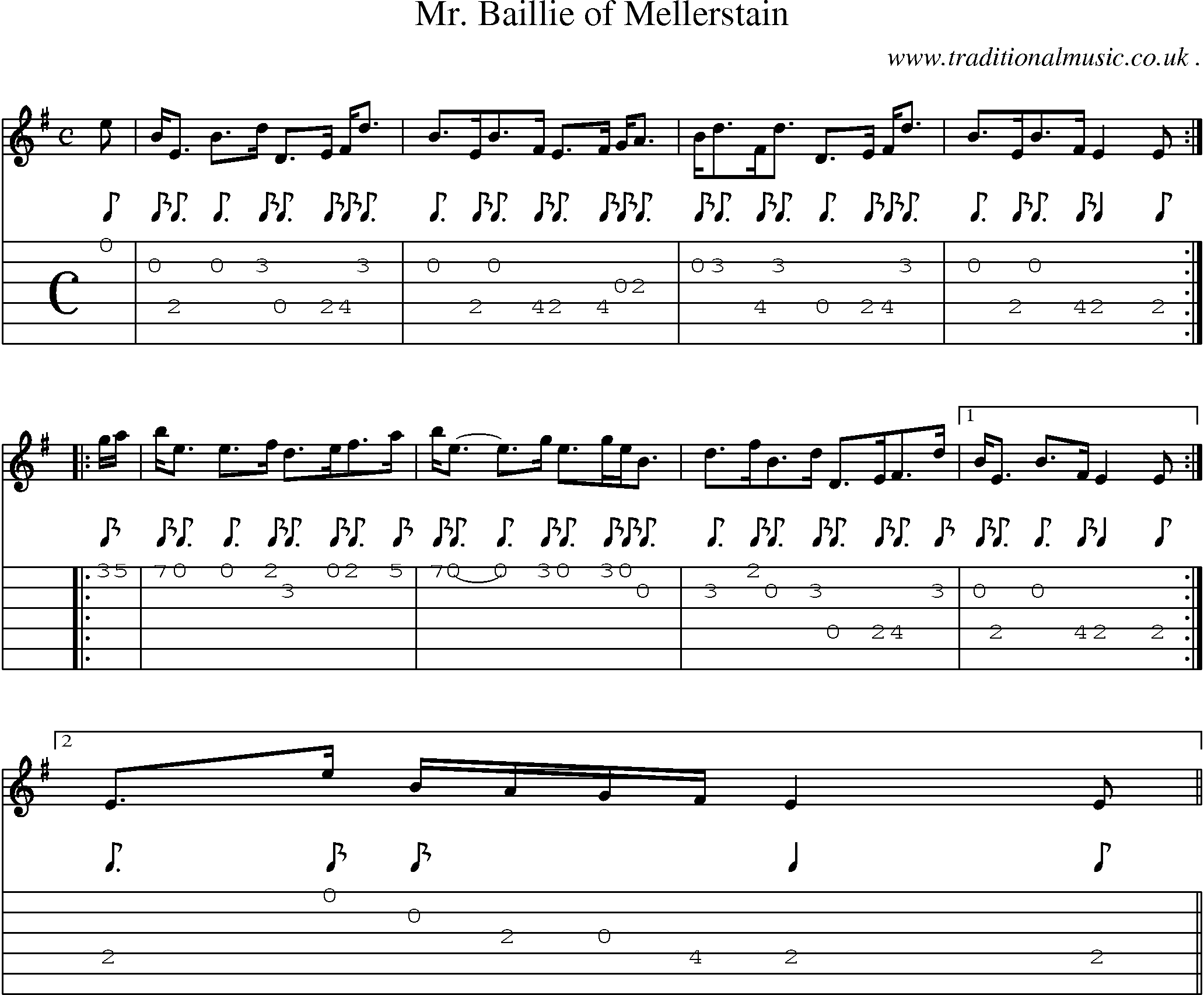 Sheet-music  score, Chords and Guitar Tabs for Mr Baillie Of Mellerstain