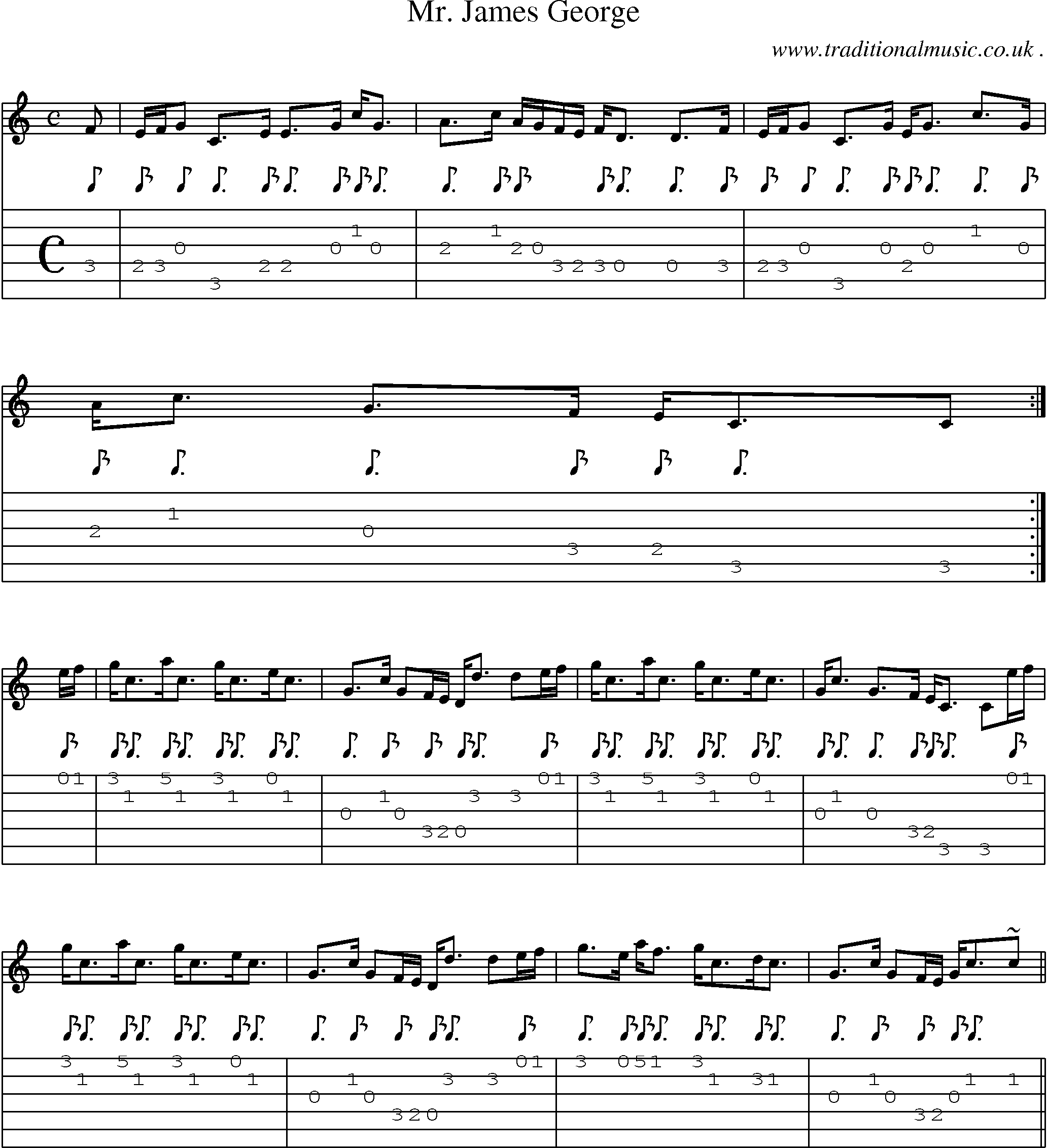Sheet-music  score, Chords and Guitar Tabs for Mr James George