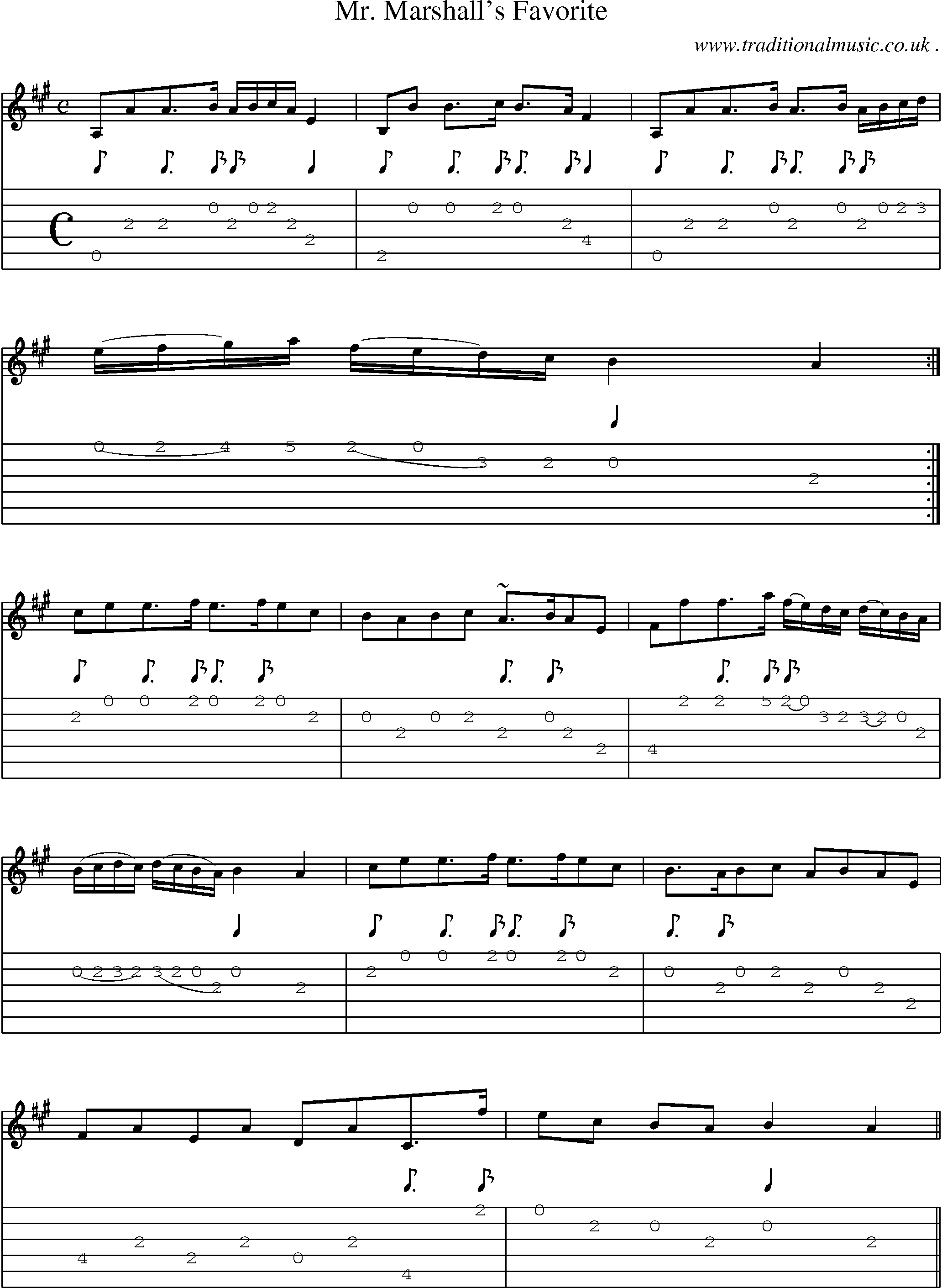Sheet-music  score, Chords and Guitar Tabs for Mr Marshalls Favorite