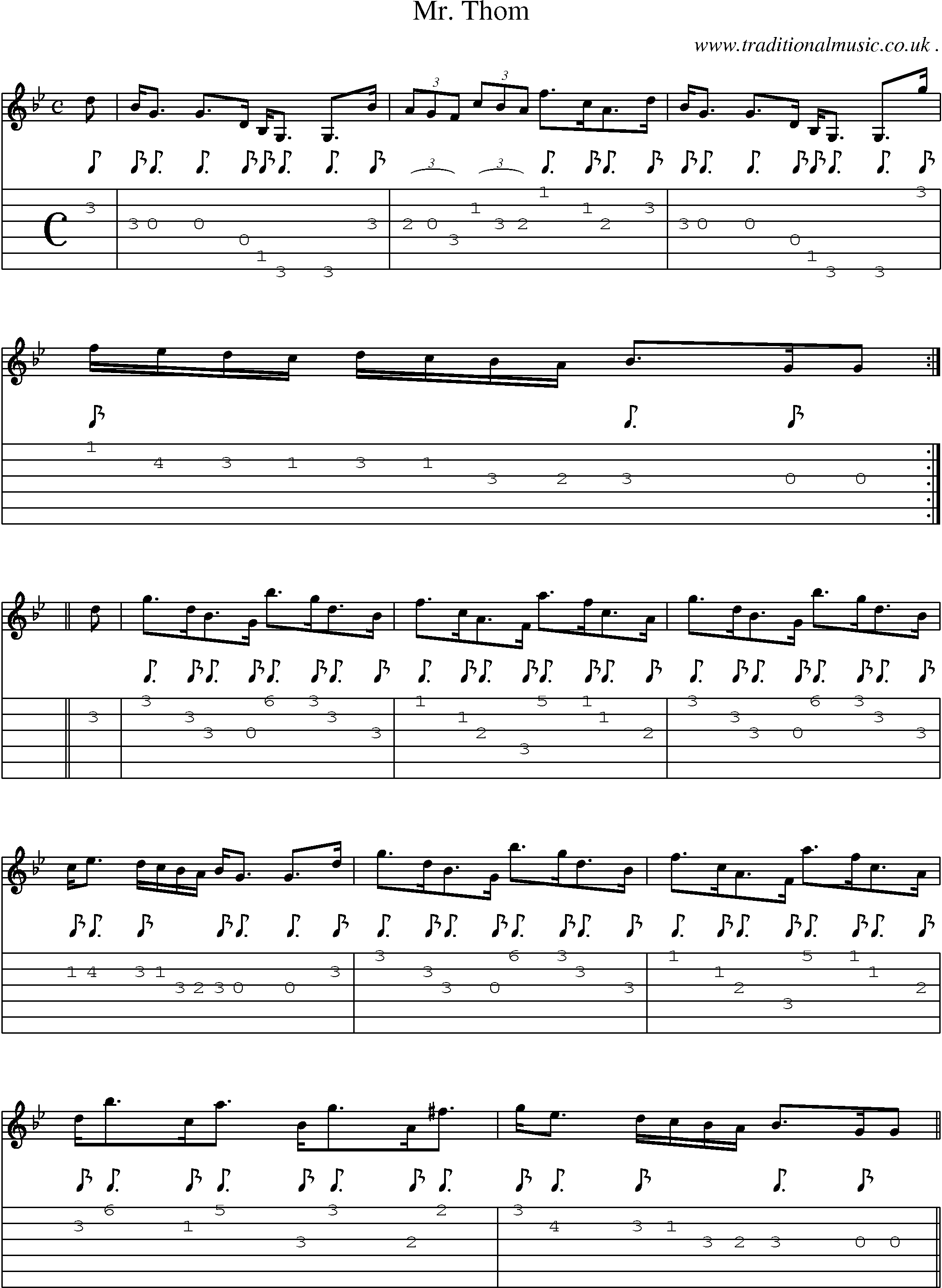 Sheet-music  score, Chords and Guitar Tabs for Mr Thom