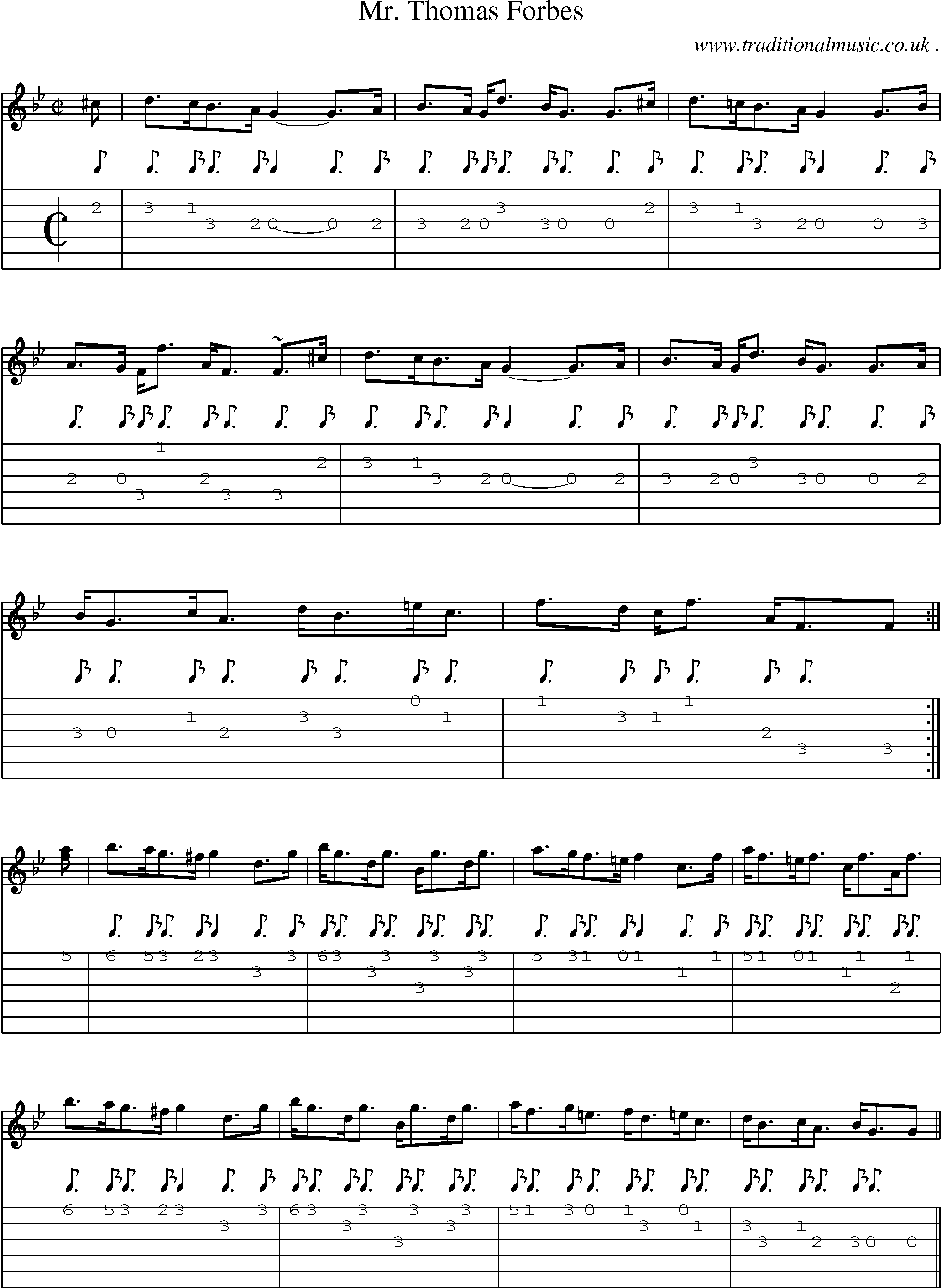 Sheet-music  score, Chords and Guitar Tabs for Mr Thomas Forbes