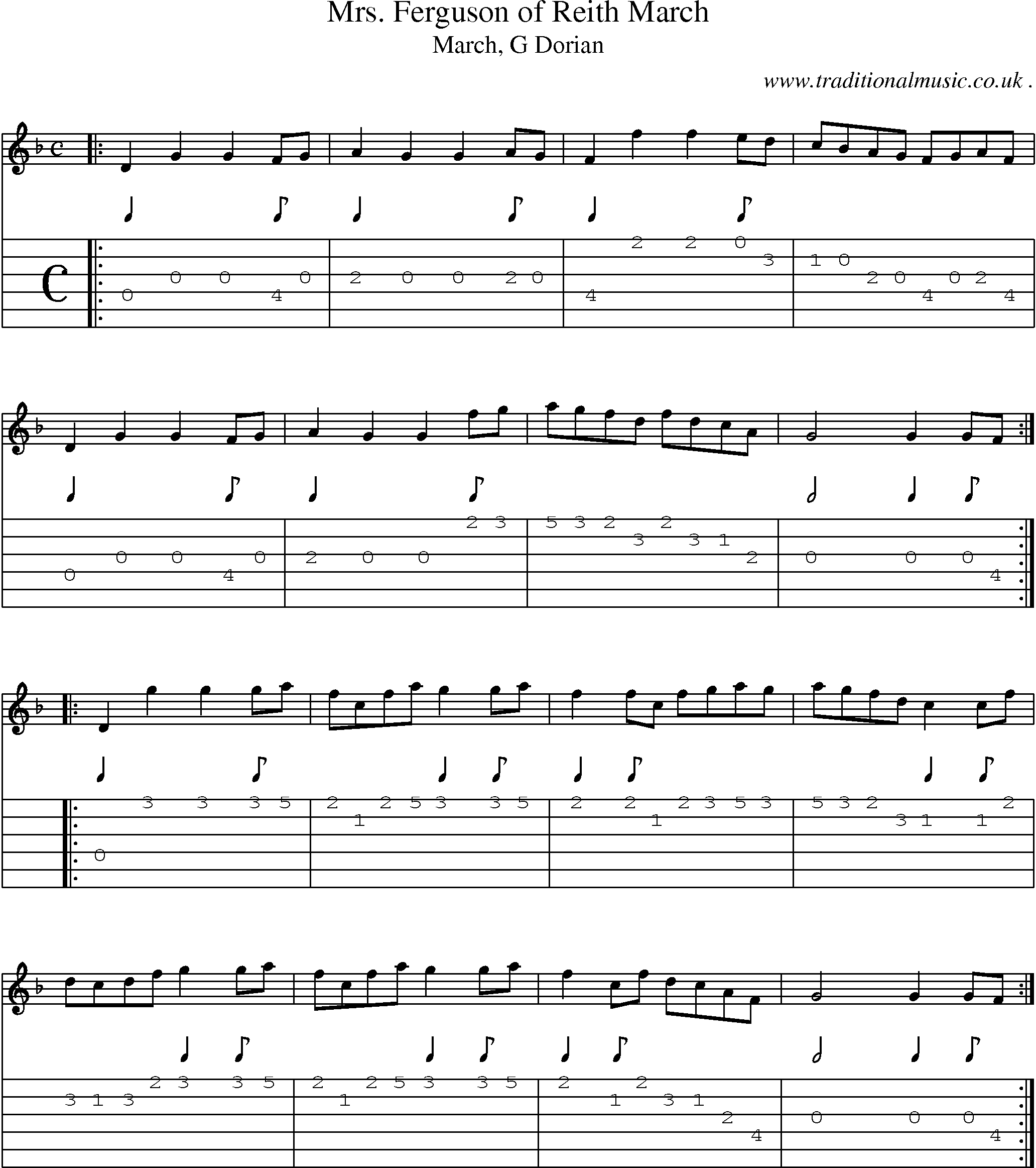 Sheet-music  score, Chords and Guitar Tabs for Mrs Ferguson Of Reith March