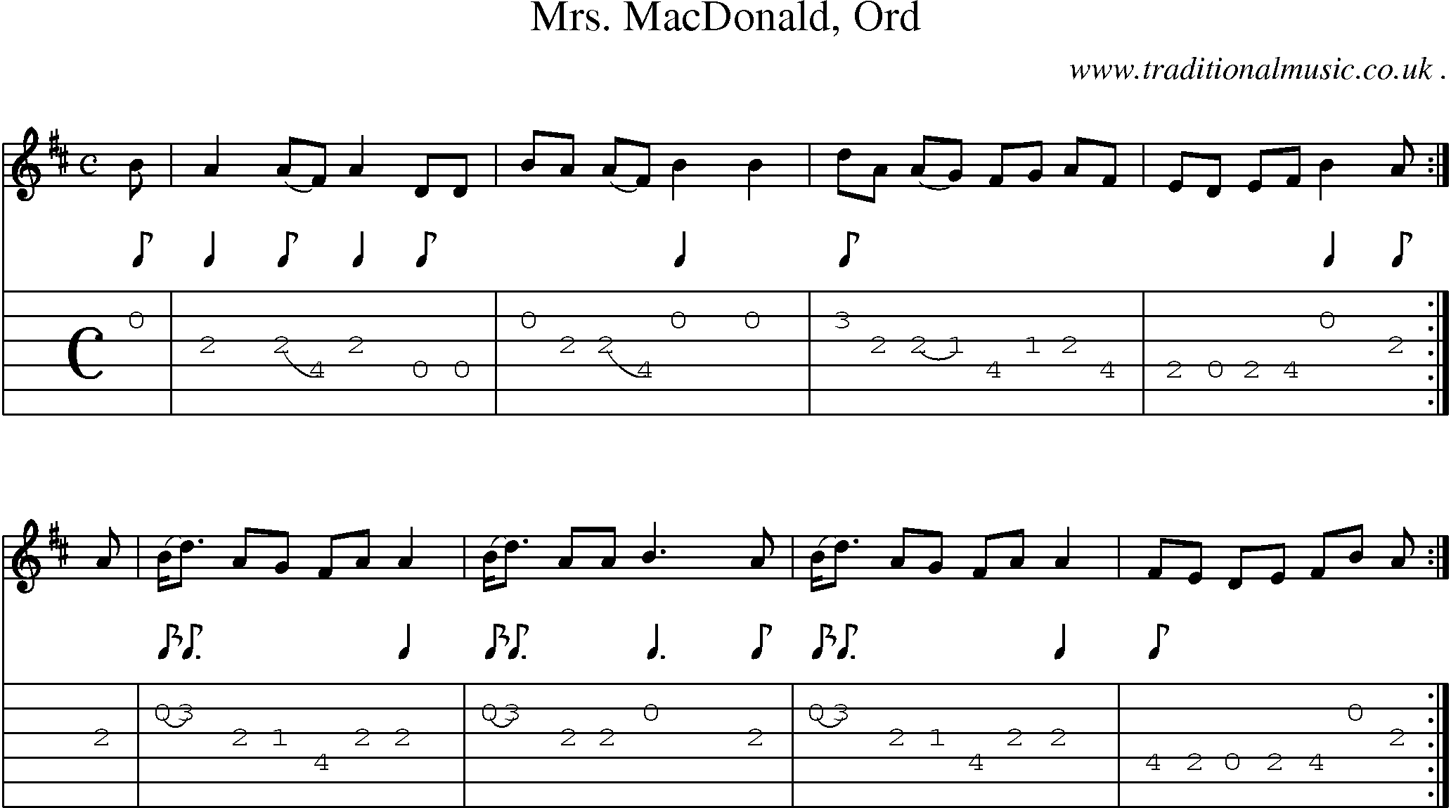 Sheet-music  score, Chords and Guitar Tabs for Mrs Macdonald Ord