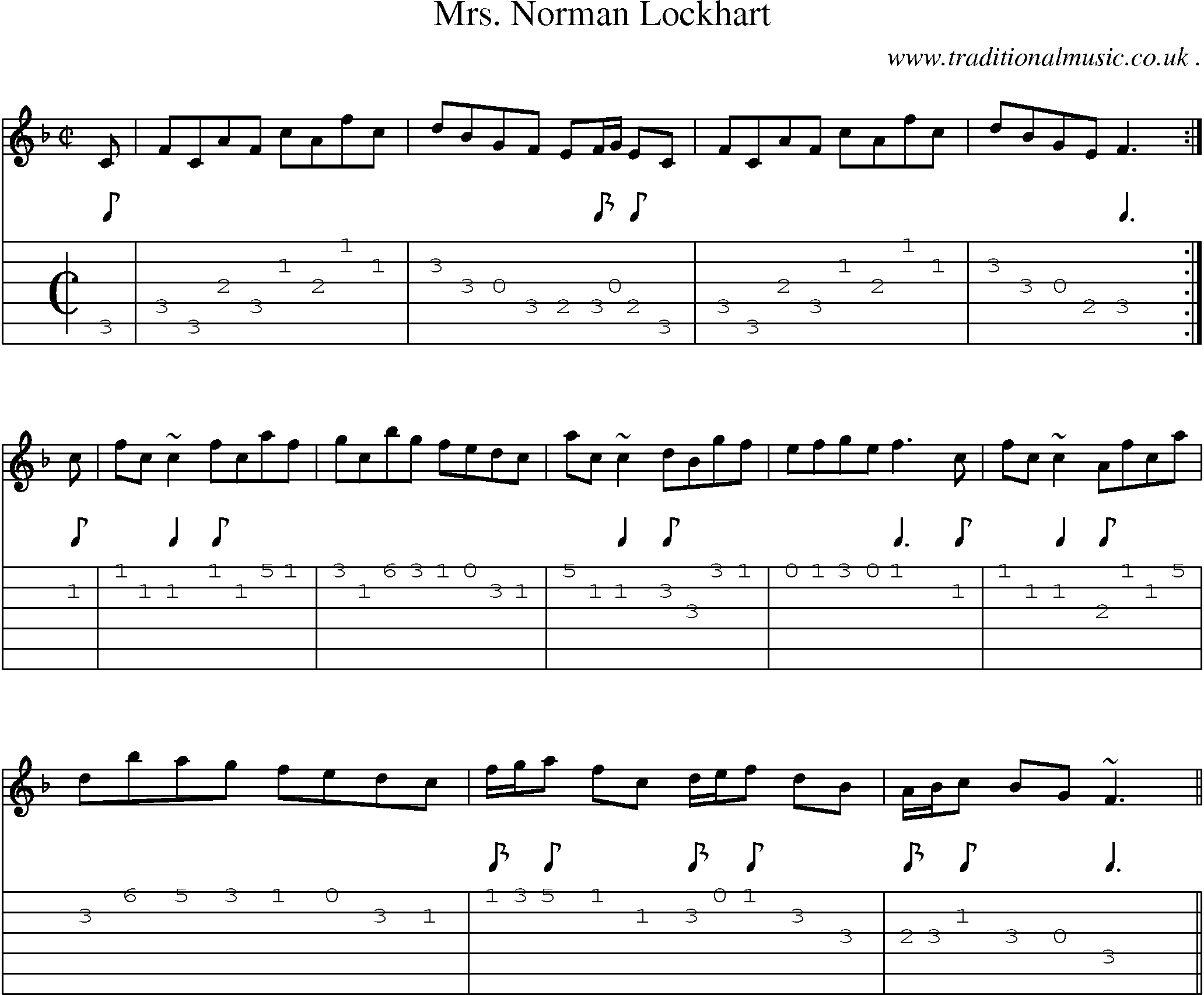 Sheet-music  score, Chords and Guitar Tabs for Mrs Norman Lockhart
