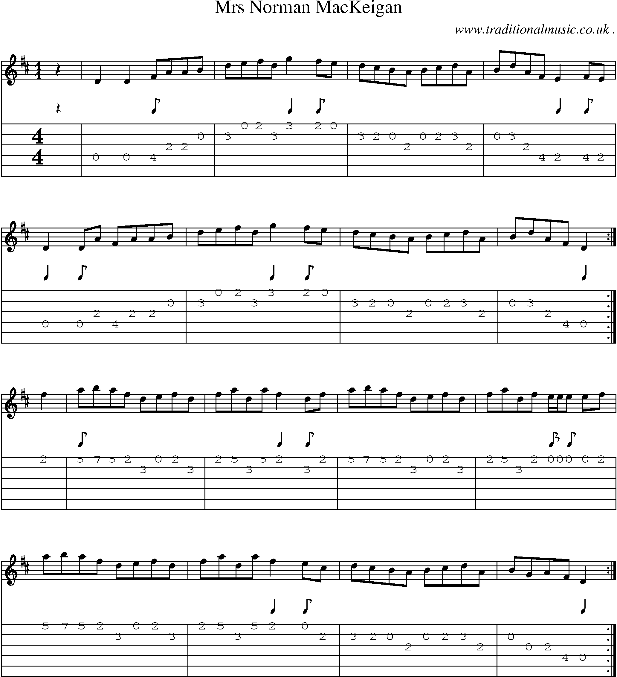 Sheet-music  score, Chords and Guitar Tabs for Mrs Norman Mackeigan