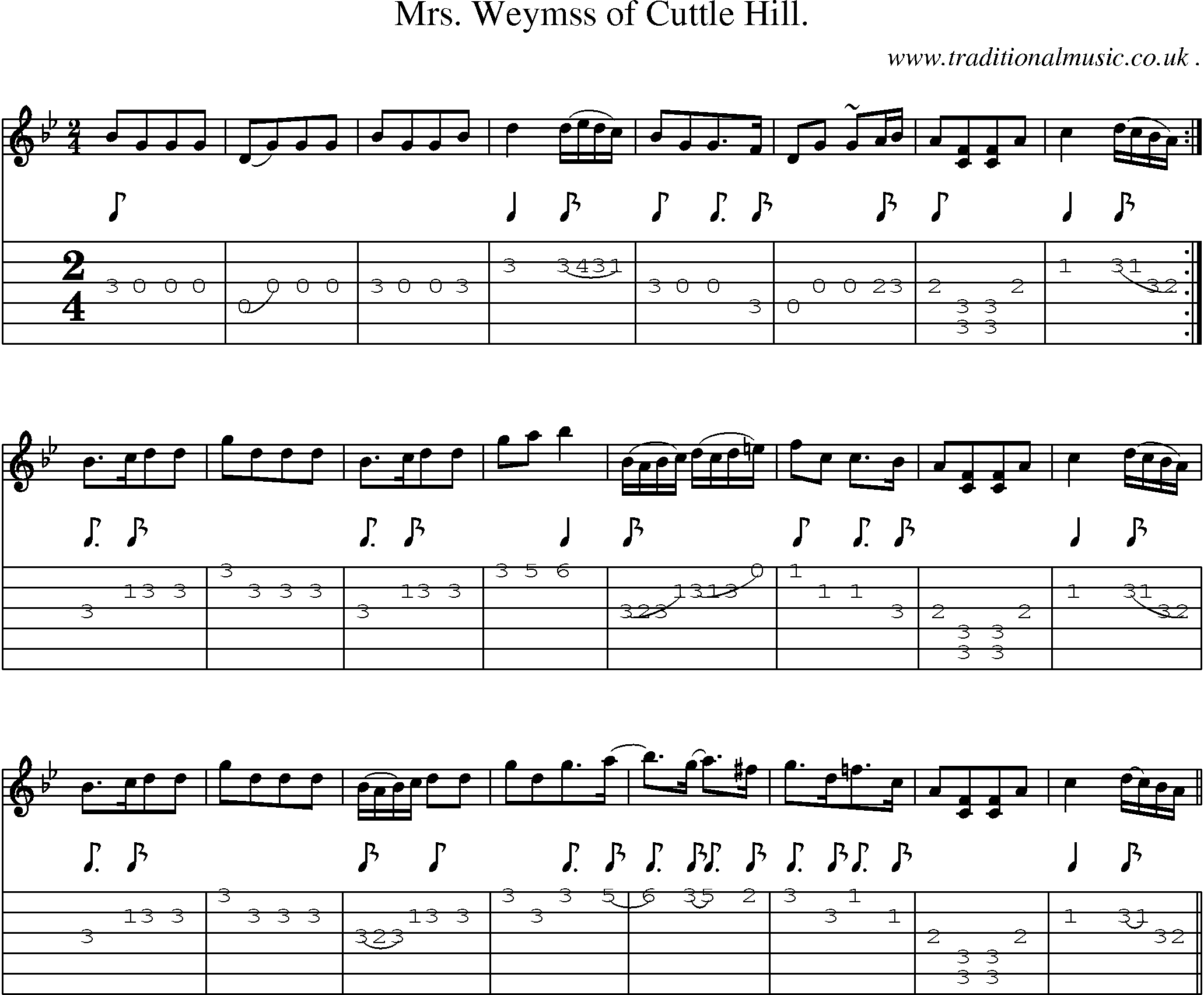 Sheet-music  score, Chords and Guitar Tabs for Mrs Weymss Of Cuttle Hill