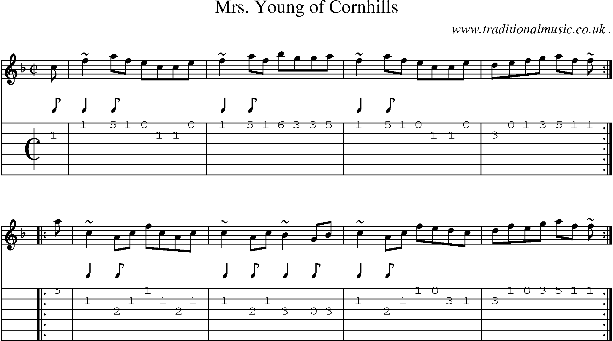 Sheet-music  score, Chords and Guitar Tabs for Mrs Young Of Cornhills