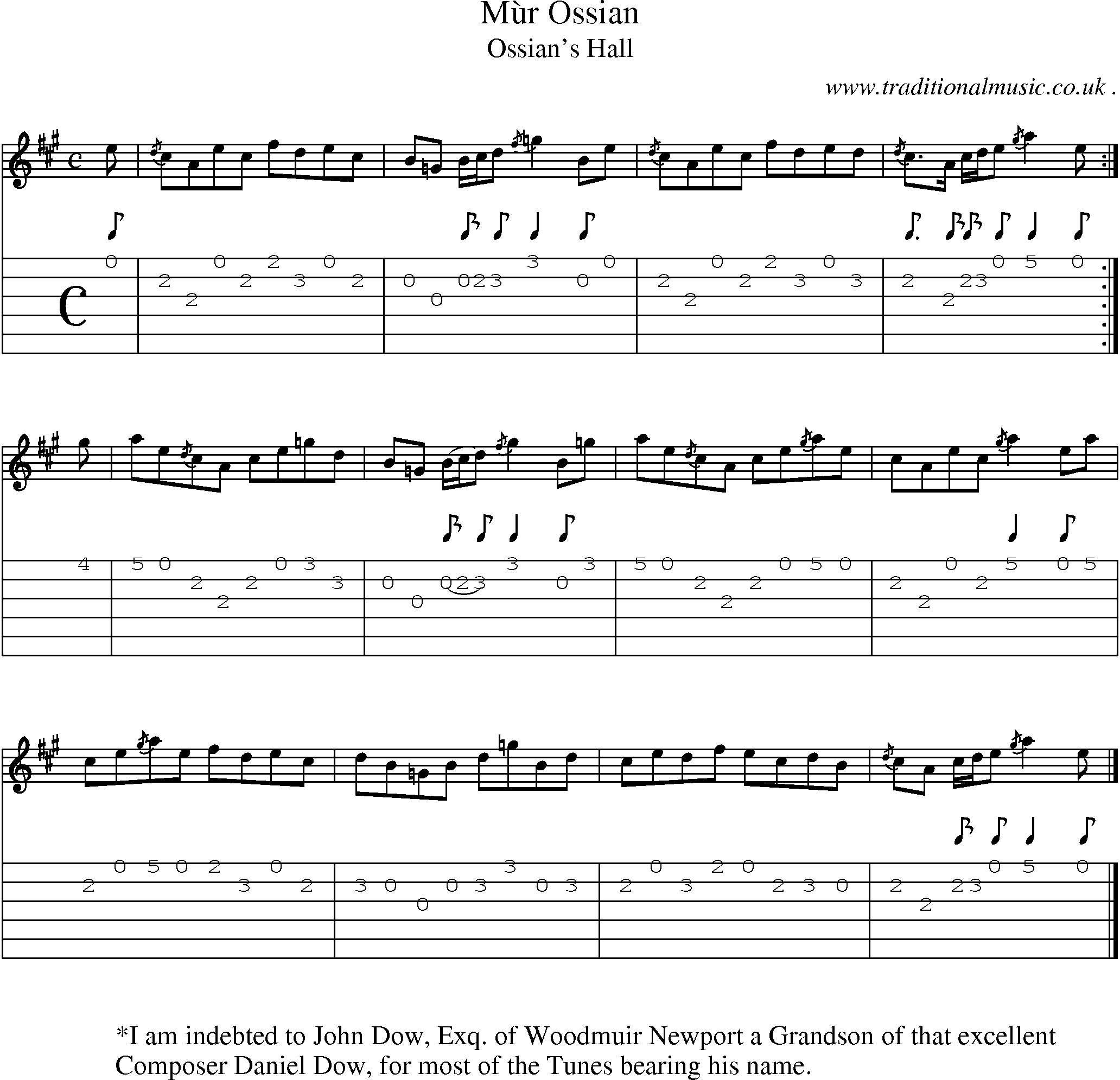 Sheet-music  score, Chords and Guitar Tabs for Mur Ossian
