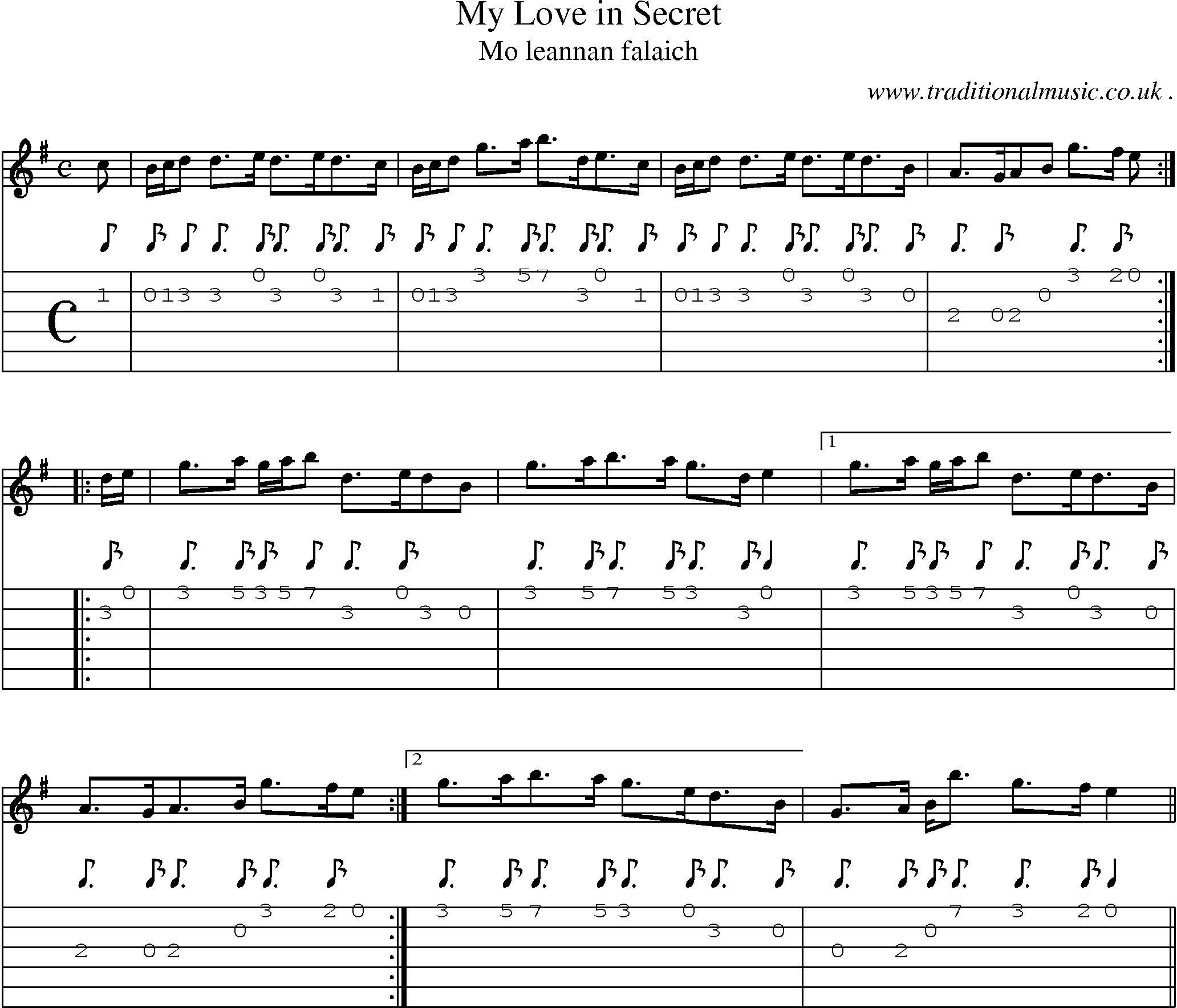 Sheet-music  score, Chords and Guitar Tabs for My Love In Secret