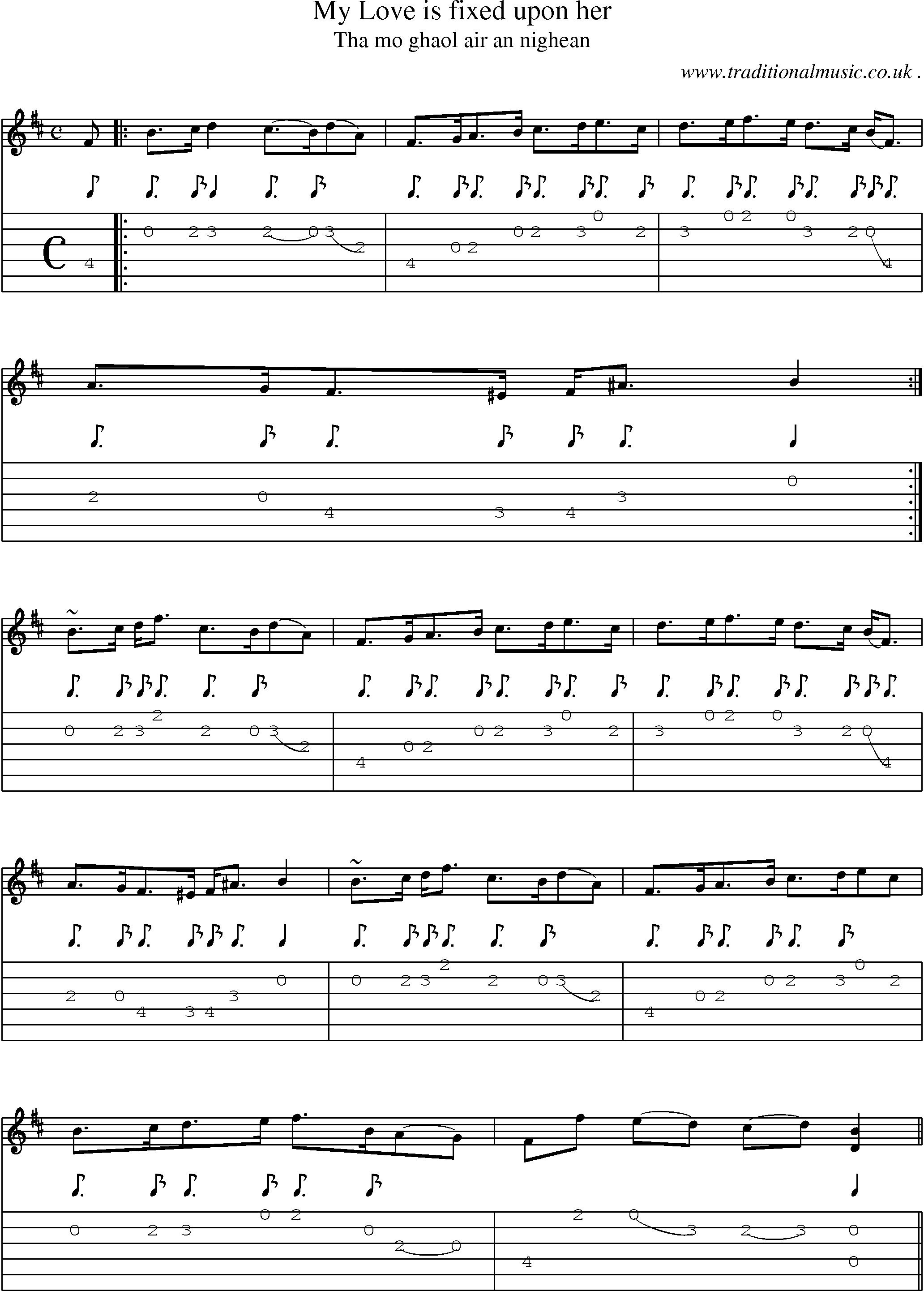 Sheet-music  score, Chords and Guitar Tabs for My Love Is Fixed Upon Her