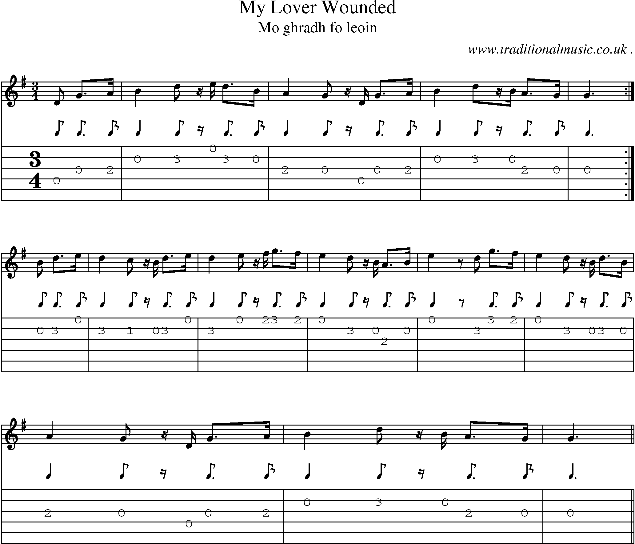 Sheet-music  score, Chords and Guitar Tabs for My Lover Wounded