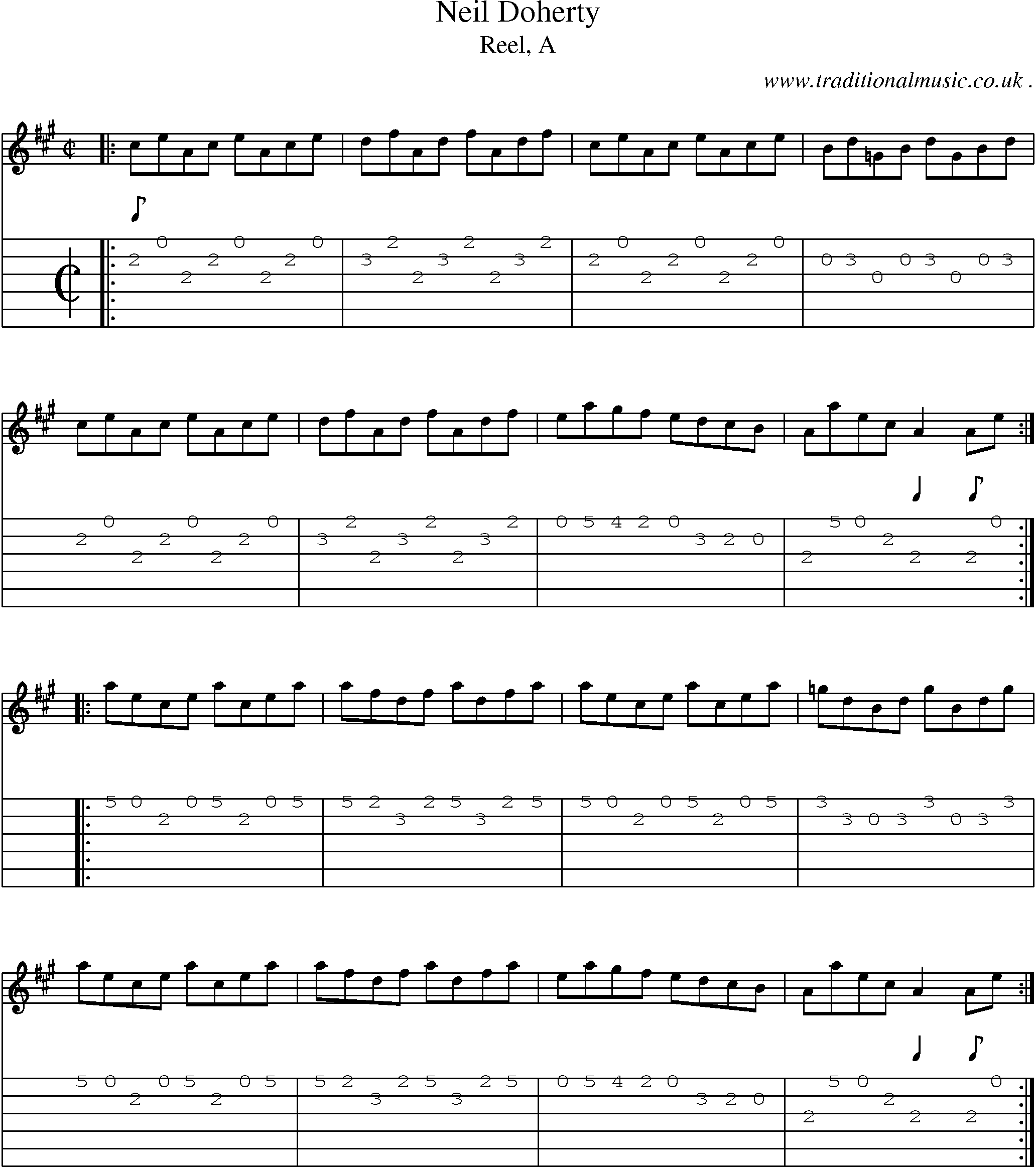 Sheet-music  score, Chords and Guitar Tabs for Neil Doherty