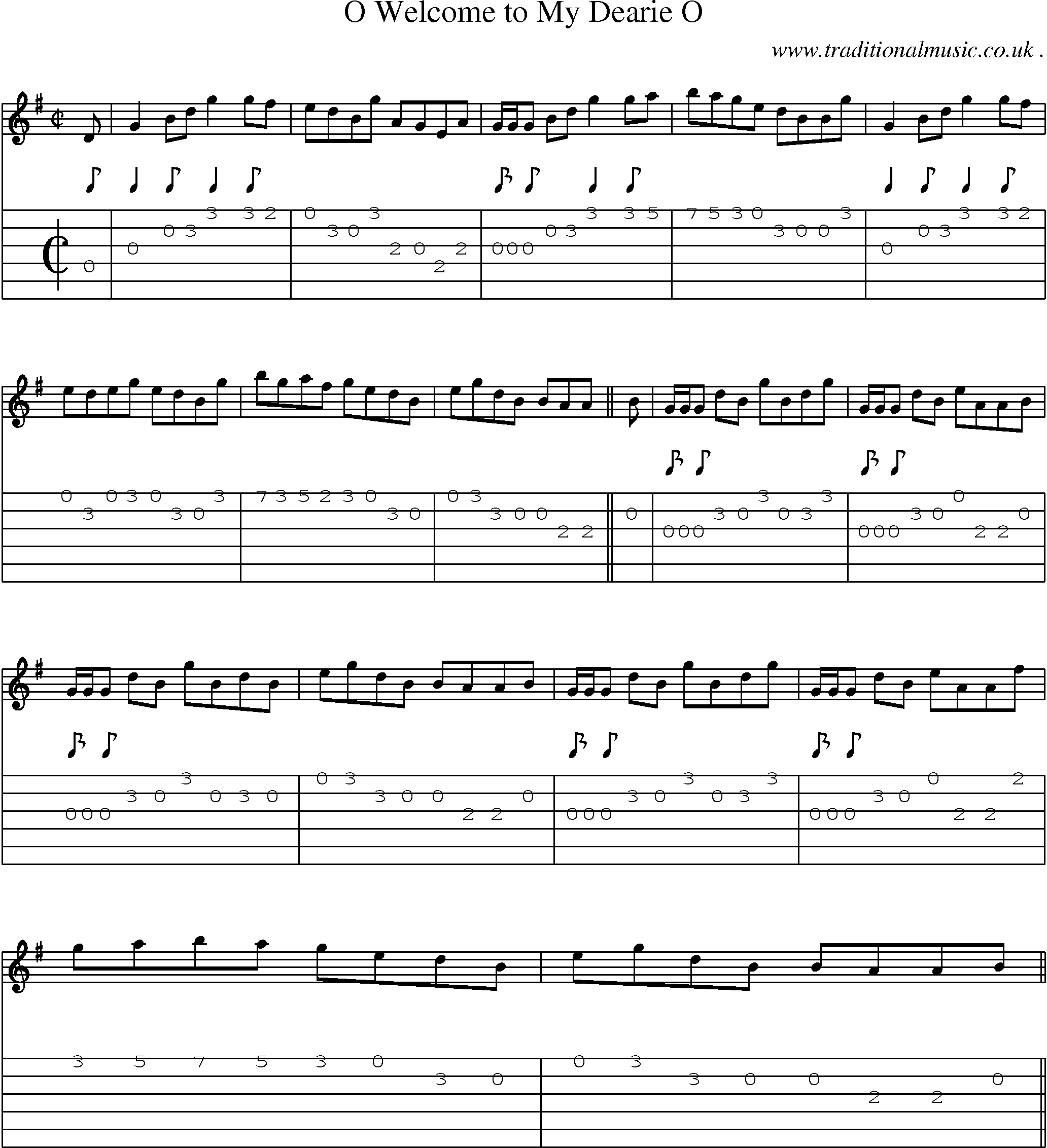 Sheet-music  score, Chords and Guitar Tabs for O Welcome To My Dearie O