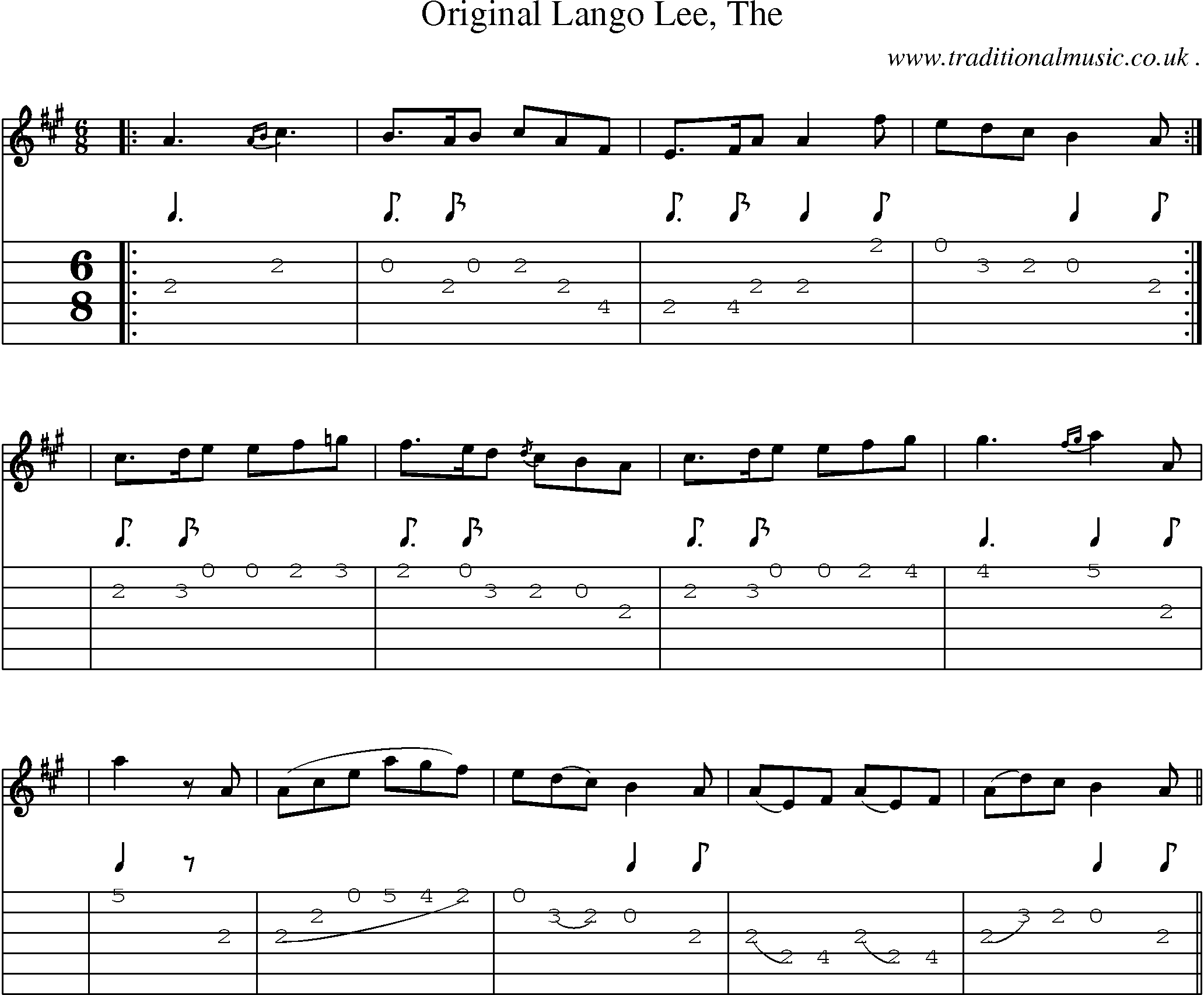 Sheet-music  score, Chords and Guitar Tabs for Original Lango Lee The