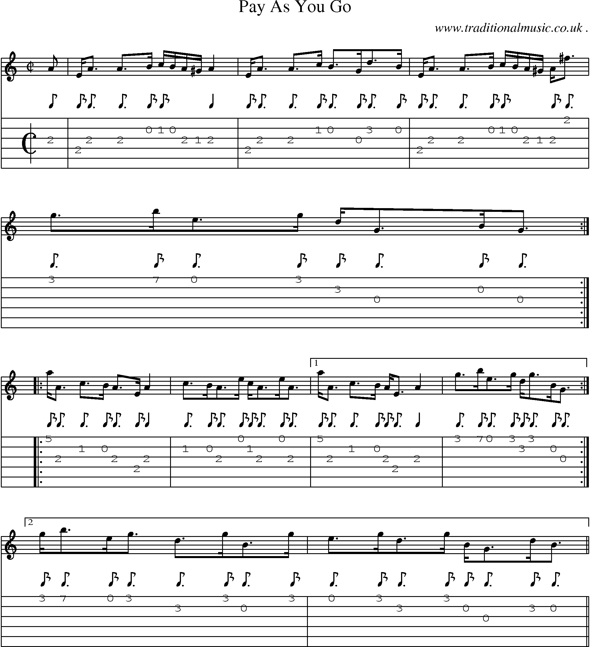 Sheet-music  score, Chords and Guitar Tabs for Pay As You Go