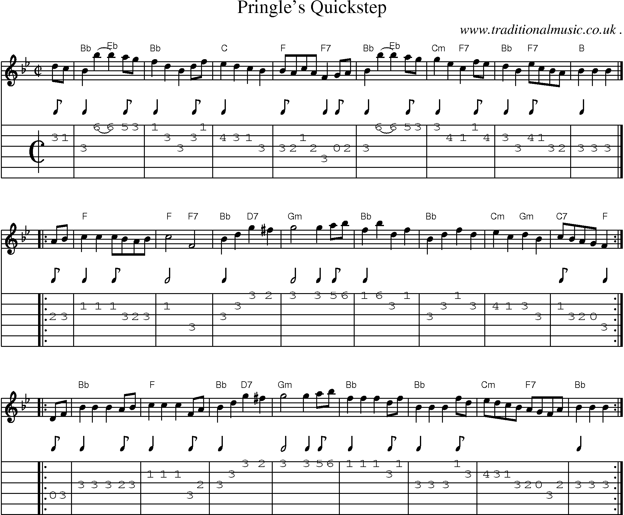 Sheet-music  score, Chords and Guitar Tabs for Pringles Quickstep