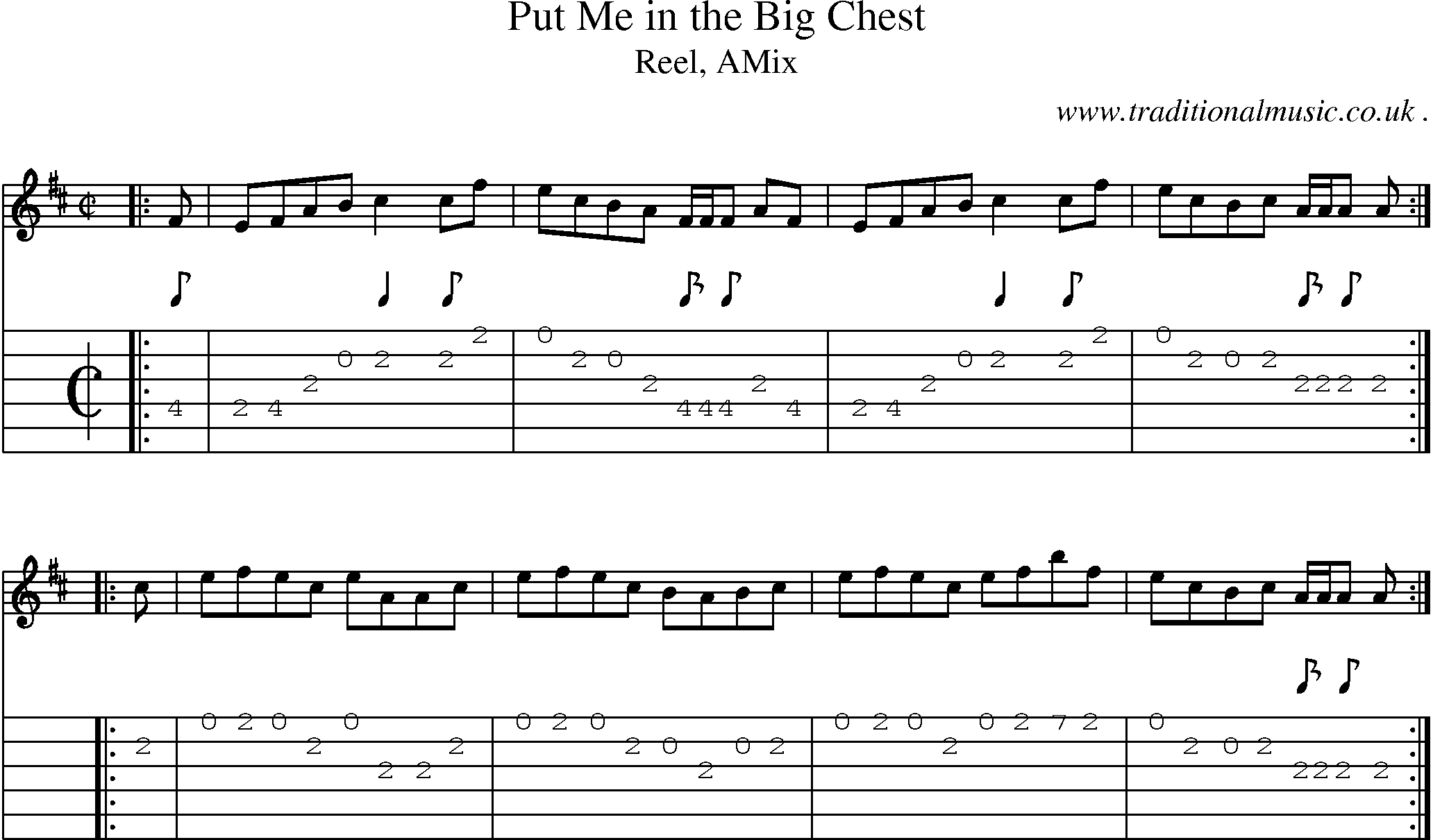Sheet-music  score, Chords and Guitar Tabs for Put Me In The Big Chest