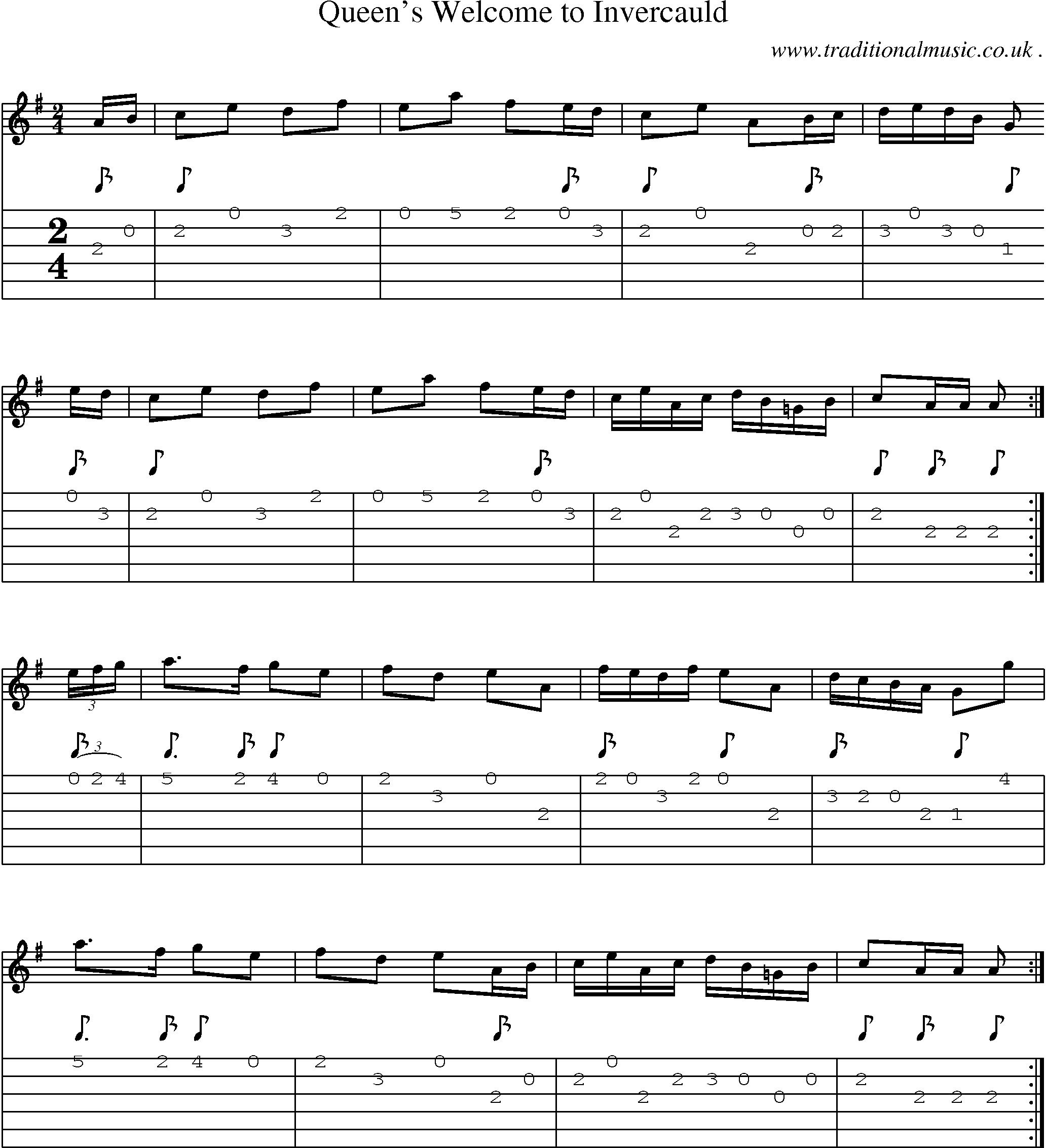 Sheet-music  score, Chords and Guitar Tabs for Queens Welcome To Invercauld