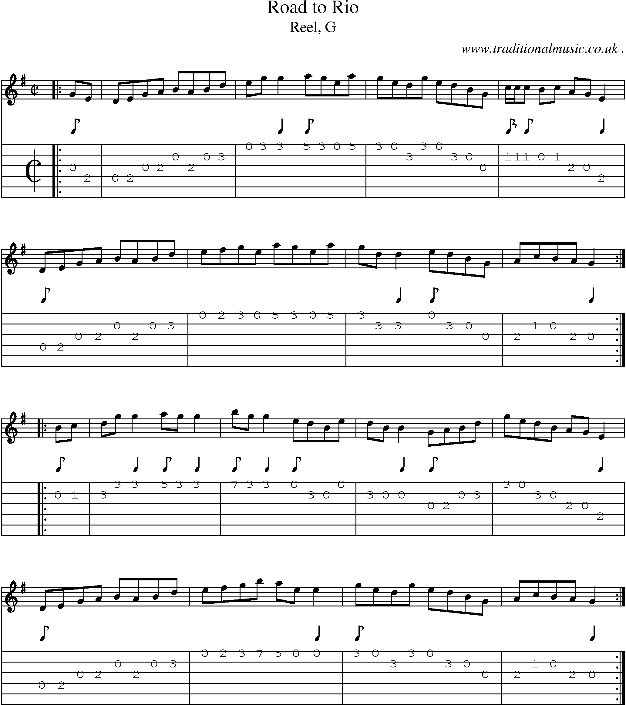 Sheet-music  score, Chords and Guitar Tabs for Road To Rio