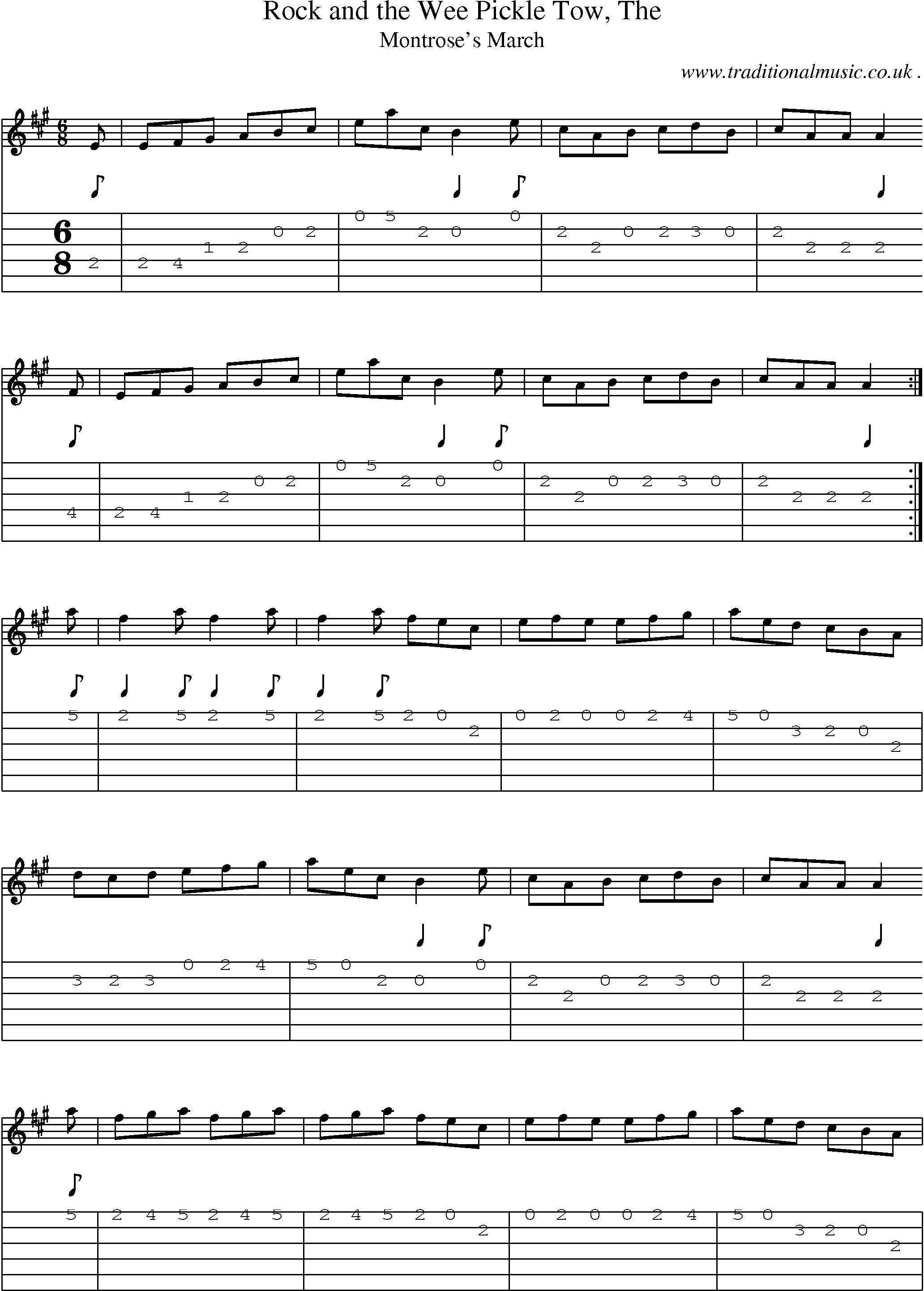 Sheet-music  score, Chords and Guitar Tabs for Rock And The Wee Pickle Tow The