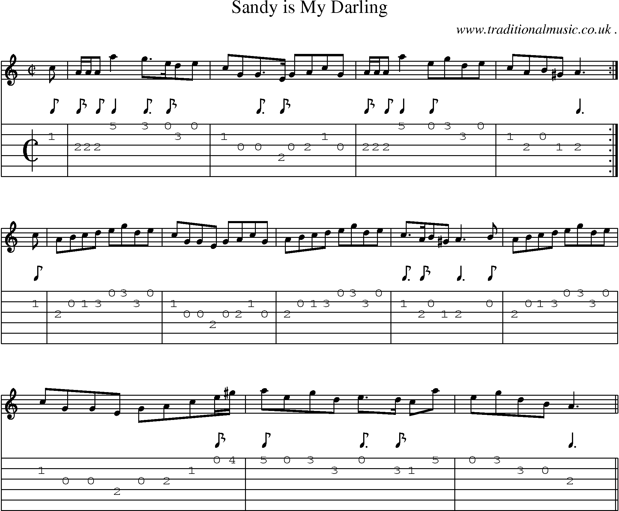 Sheet-music  score, Chords and Guitar Tabs for Sandy Is My Darling