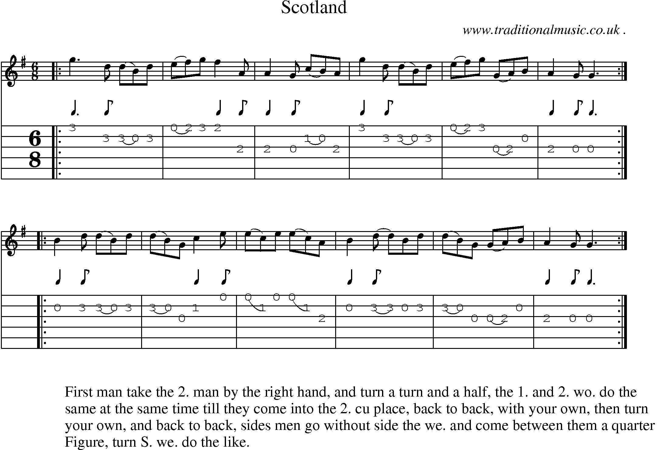 Sheet-music  score, Chords and Guitar Tabs for Scotland