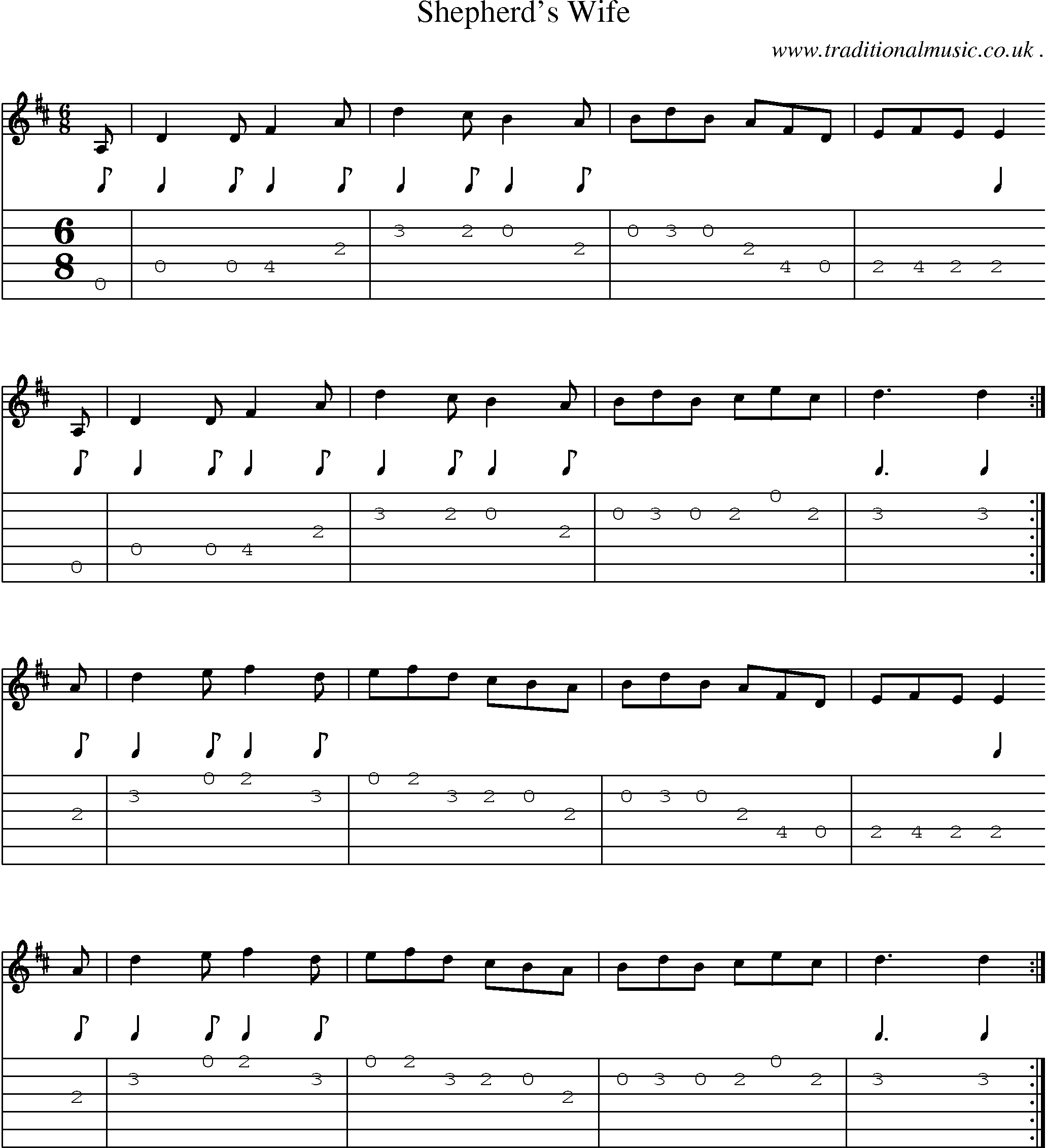 Sheet-music  score, Chords and Guitar Tabs for Shepherds Wife