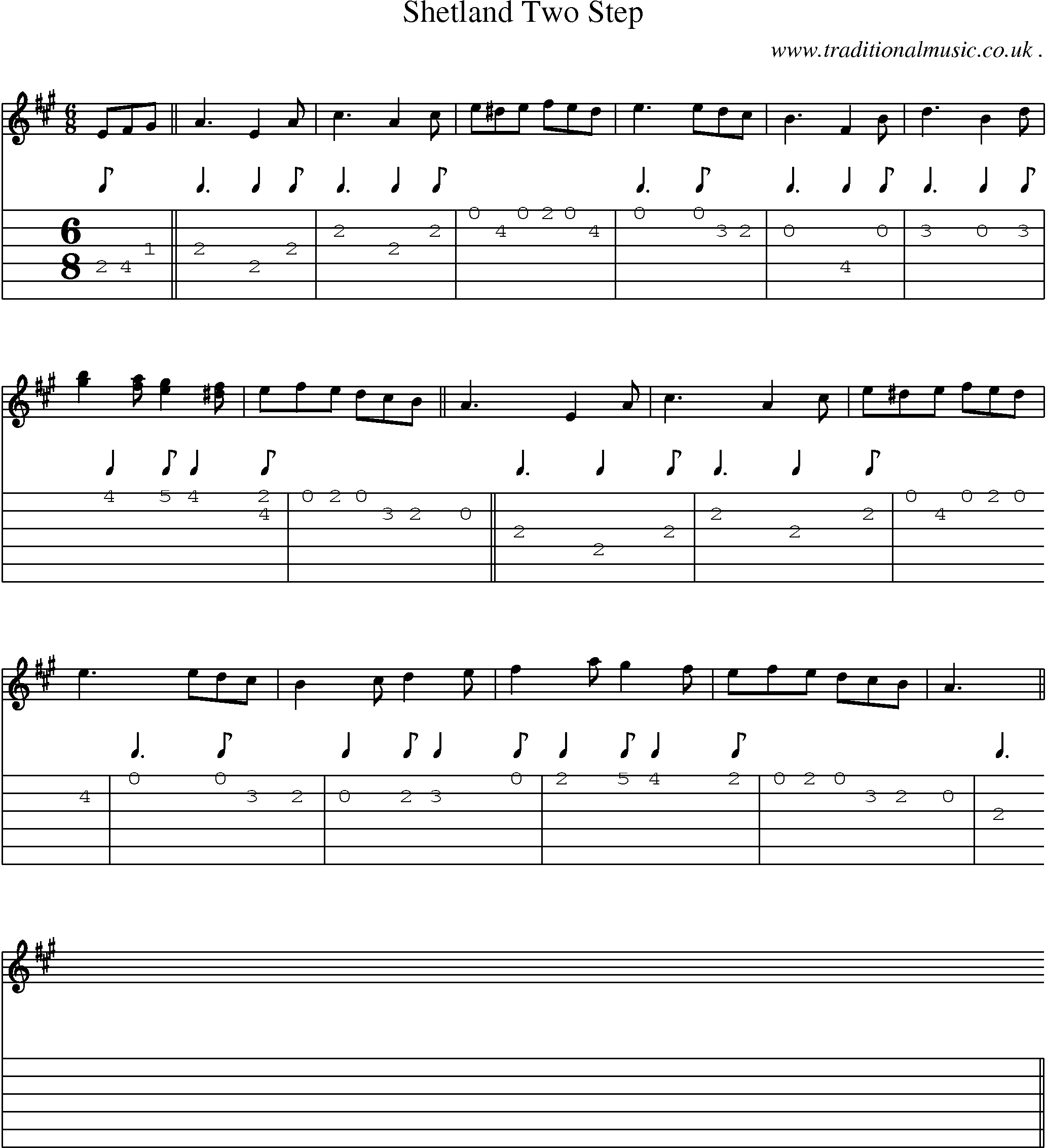Sheet-music  score, Chords and Guitar Tabs for Shetland Two Step