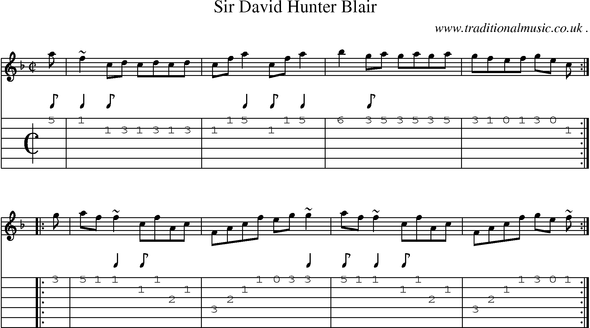 Sheet-music  score, Chords and Guitar Tabs for Sir David Hunter Blair