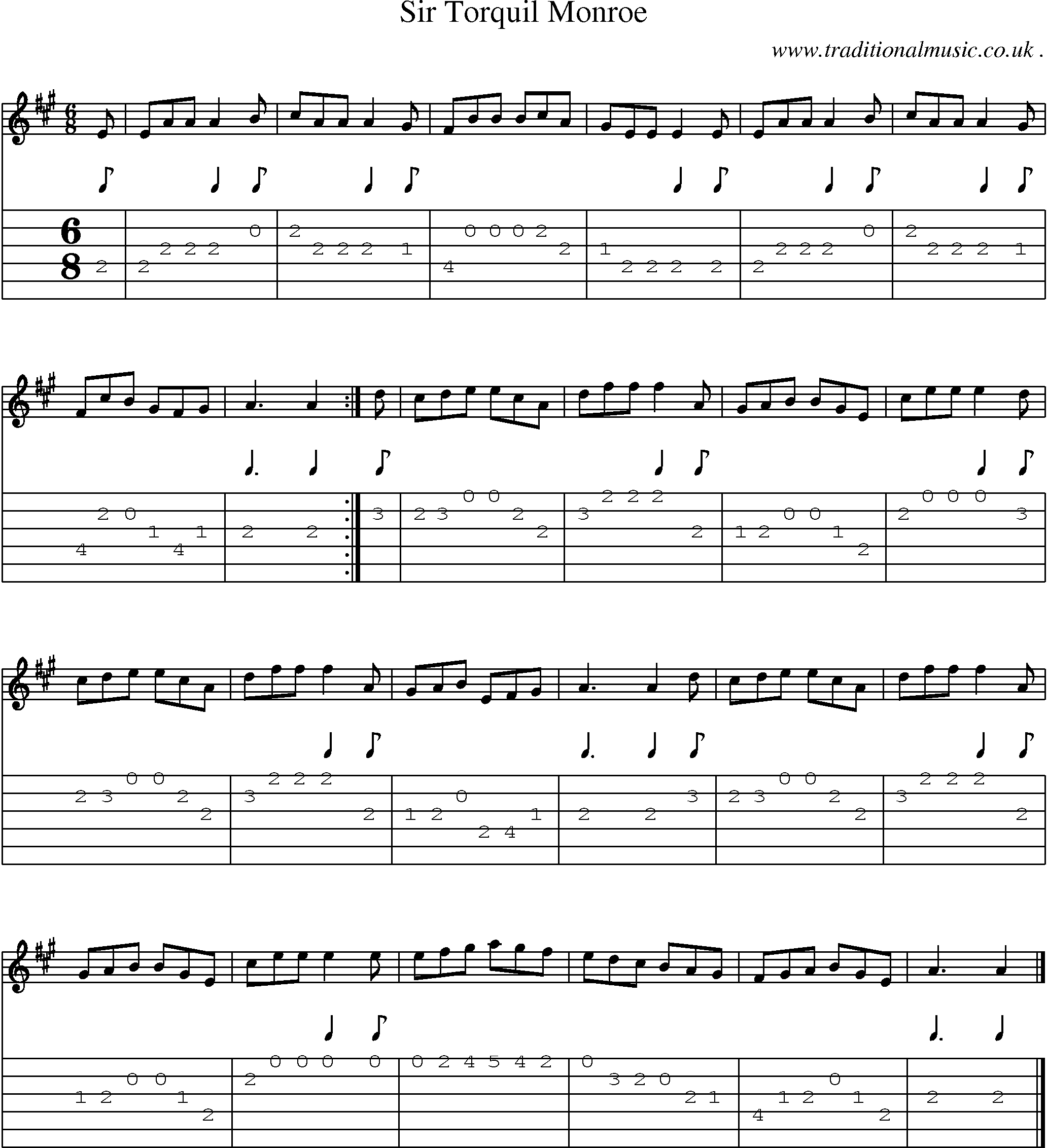 Sheet-music  score, Chords and Guitar Tabs for Sir Torquil Monroe
