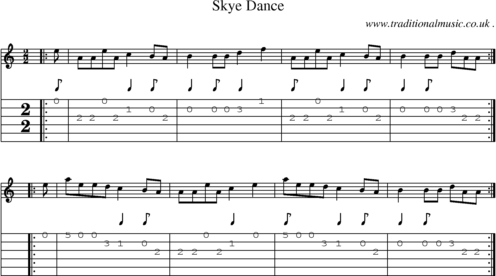 Sheet-music  score, Chords and Guitar Tabs for Skye Dance